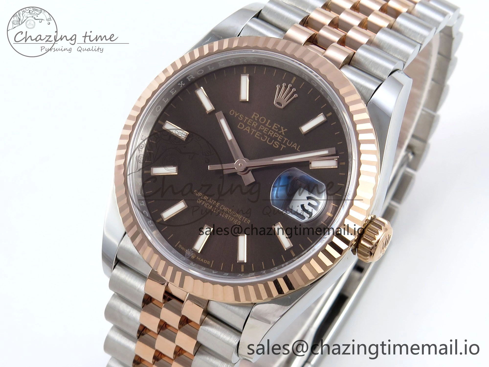 DateJust 36 126231 EWEF Best Edition Brown Dial Stick Marker on SS RG Jubilee Bracelet A WellDesigned 592