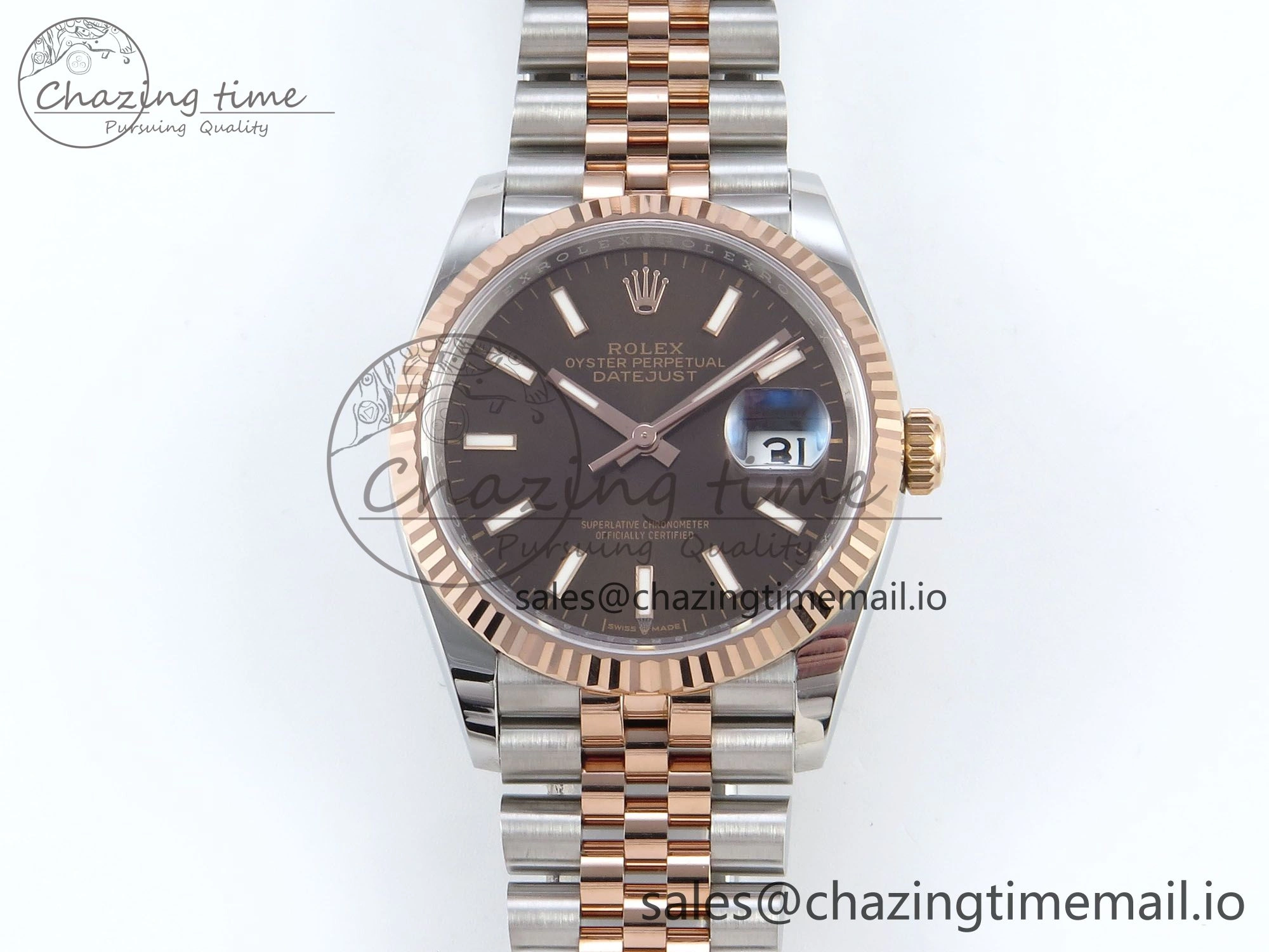DateJust 36 126231 EWEF Best Edition Brown Dial Stick Marker on SS RG Jubilee Bracelet A WellDesigned 592