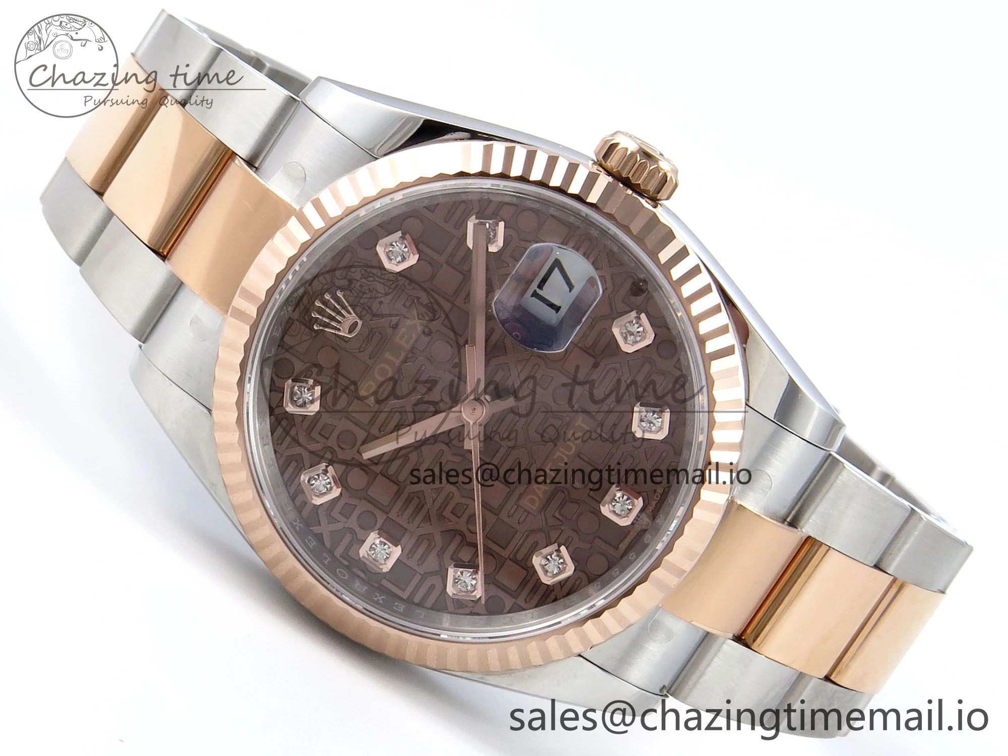 DateJust 36 126231 EWEF Best Edition Brown Pattern Diamonds Dial on SS RG Oyster Bracelet A Tailored 656