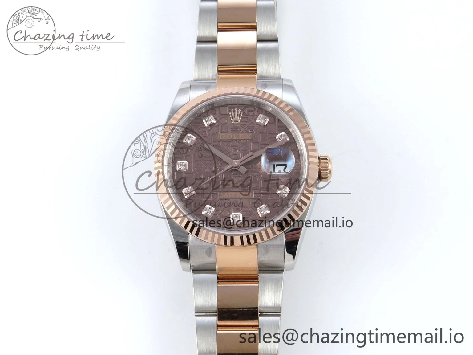 DateJust 36 126231 EWEF Best Edition Brown Pattern Diamonds Dial on SS RG Oyster Bracelet A Tailored 656