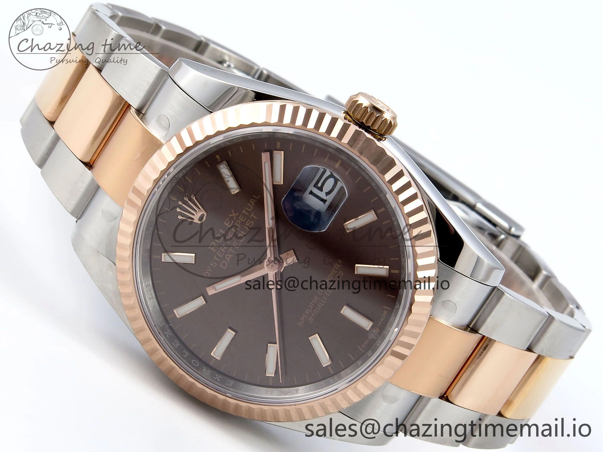 DateJust 36 126231 EWEF Best Edition Brown Stick Dial on SS RG Oyster Bracelet A SmartChoice 667