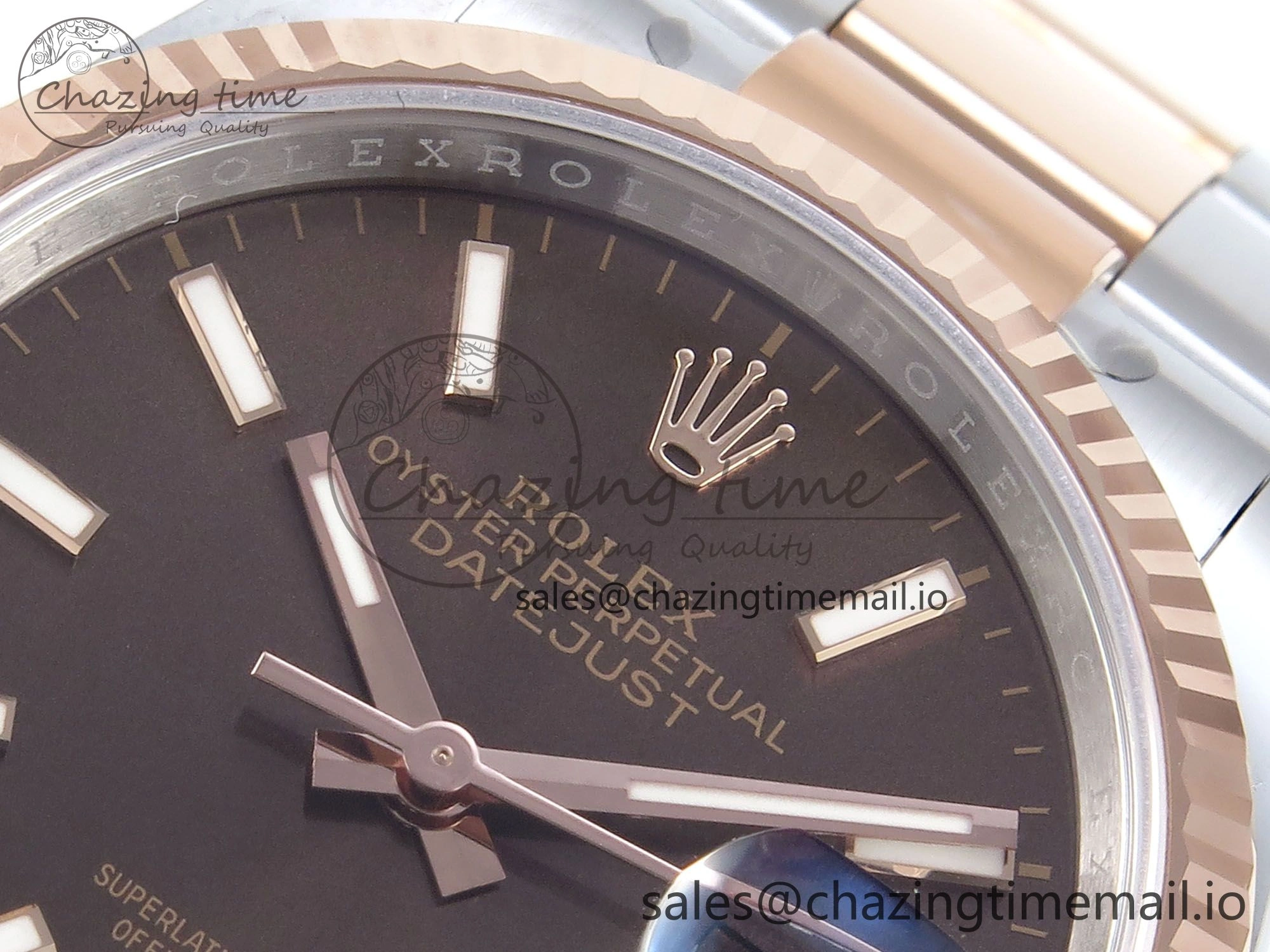 DateJust 36 126231 EWEF Best Edition Brown Stick Dial on SS RG Oyster Bracelet A SmartChoice 667