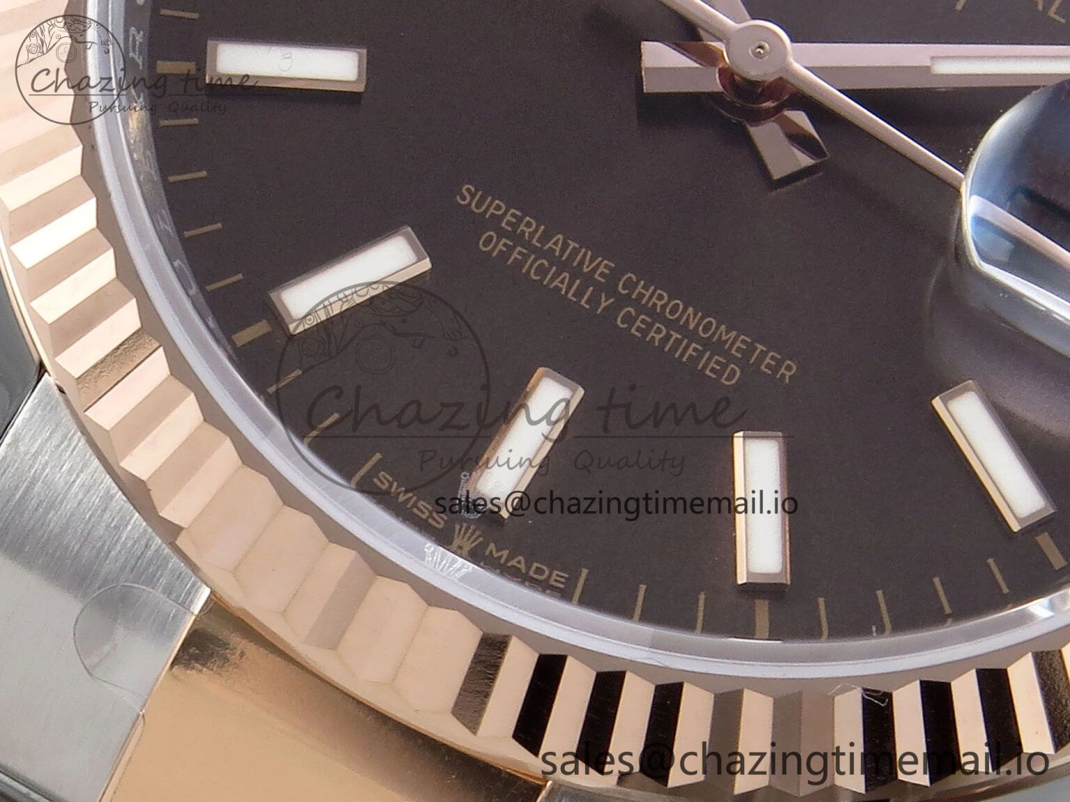 DateJust 36 126231 EWEF Best Edition Brown Stick Dial on SS RG Oyster Bracelet A SmartChoice 667