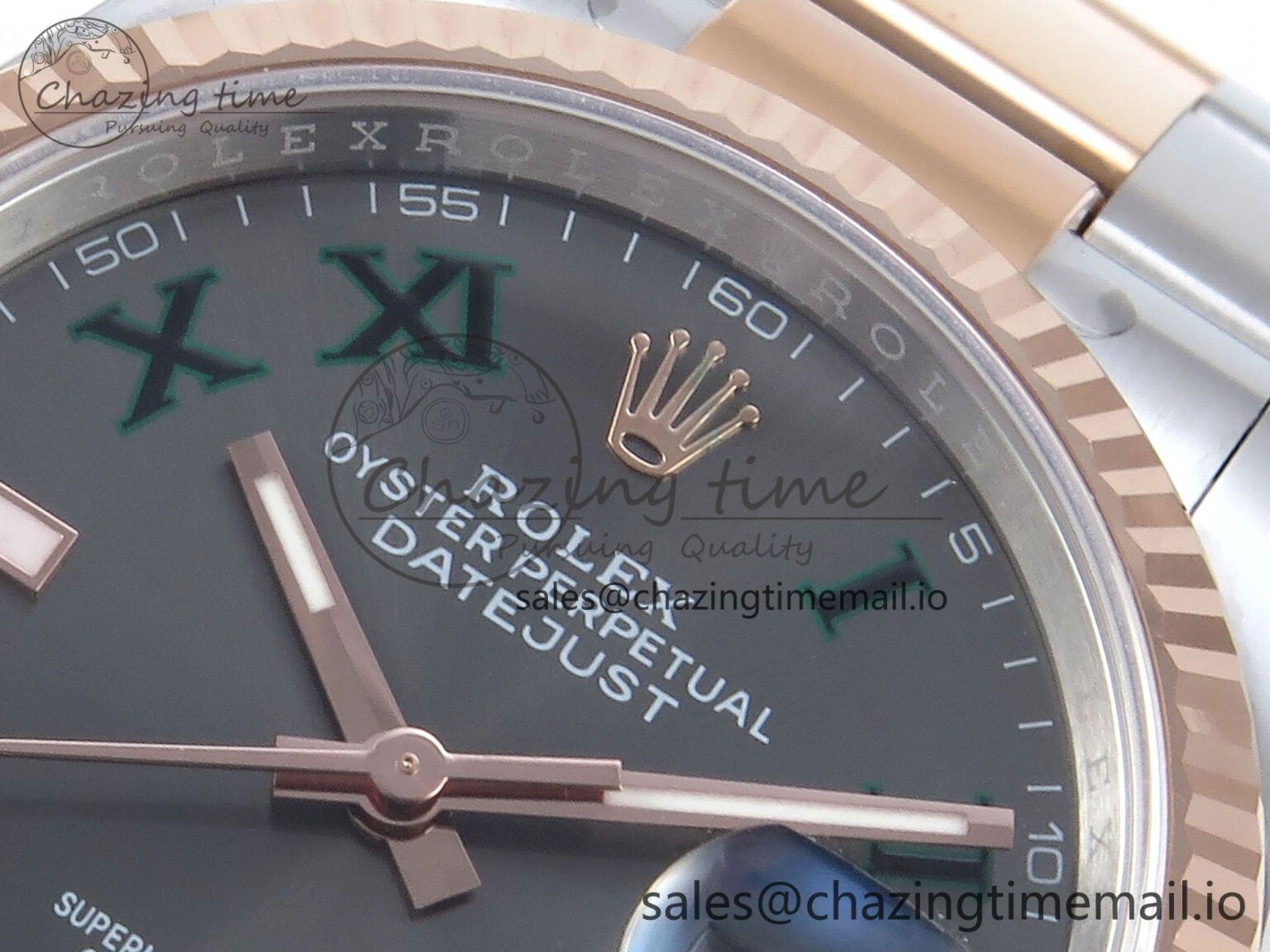 MultiPurpose DateJust 36 126231 EWEF Best Edition Gray Dial Green Roman Marker on SS RG Oyster Bracelet A 655