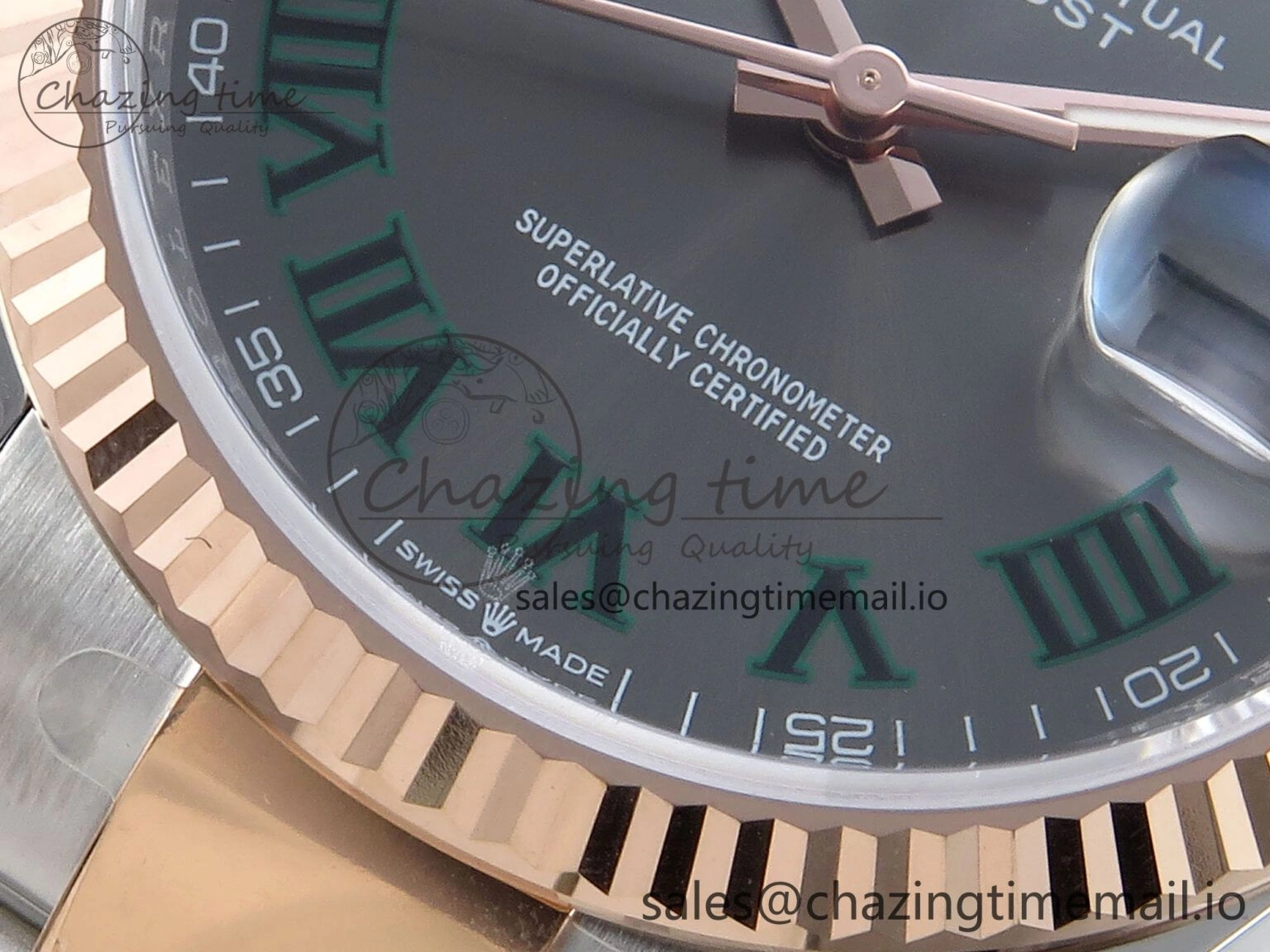 MultiPurpose DateJust 36 126231 EWEF Best Edition Gray Dial Green Roman Marker on SS RG Oyster Bracelet A 655
