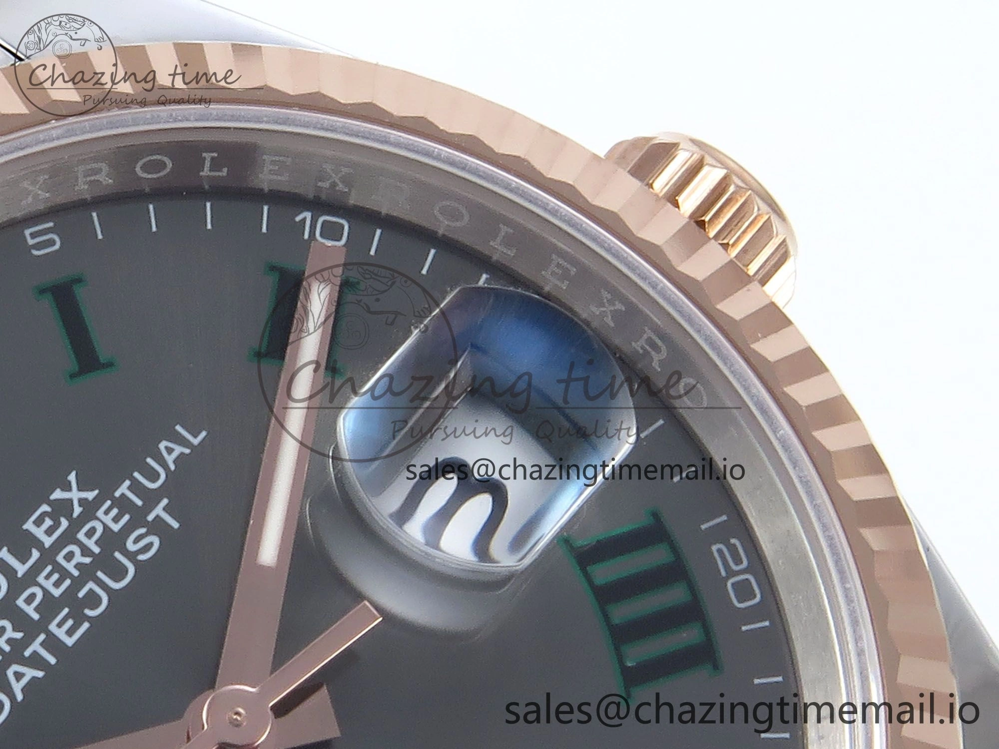 MultiPurpose DateJust 36 126231 EWEF Best Edition Gray Dial Green Roman Marker on SS RG Oyster Bracelet A 655