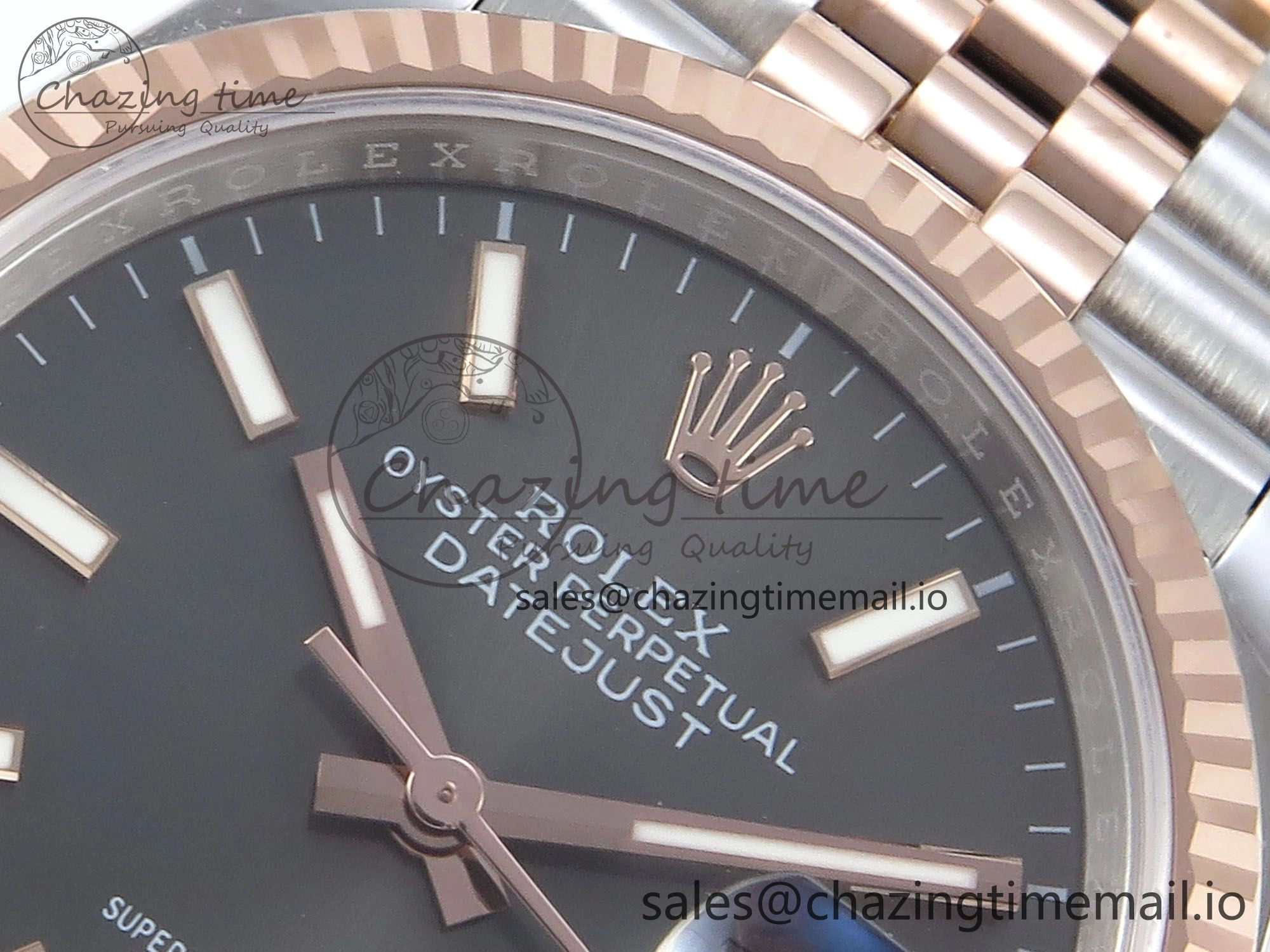 Packable DateJust 36 126231 EWEF Best Edition Gray Dial Stick Marker on SS RG Jubilee Bracelet A 593