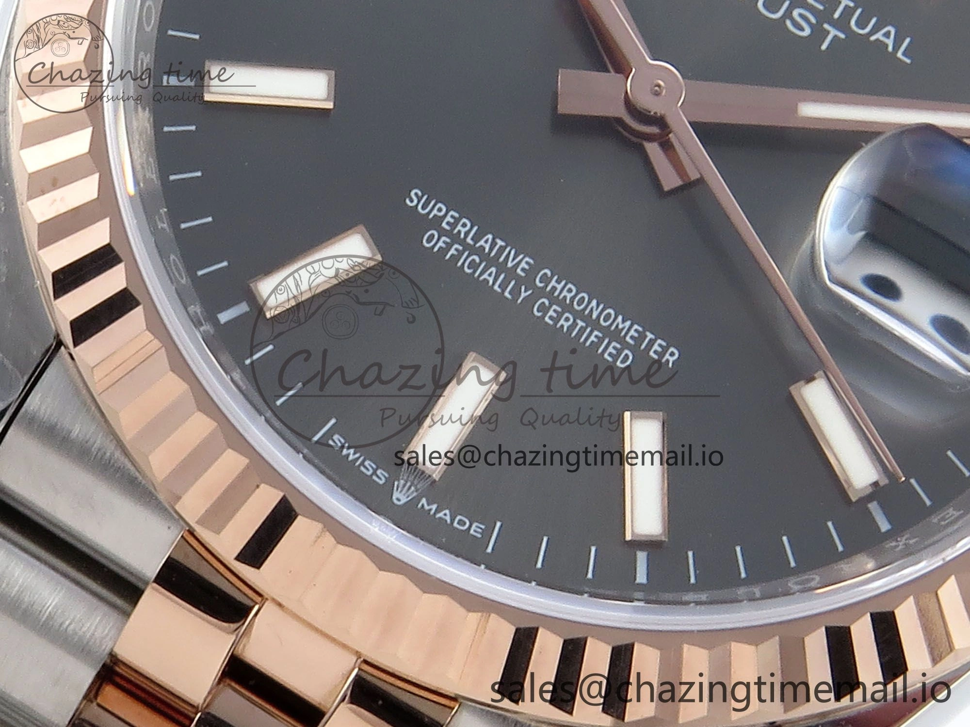 Packable DateJust 36 126231 EWEF Best Edition Gray Dial Stick Marker on SS RG Jubilee Bracelet A 593
