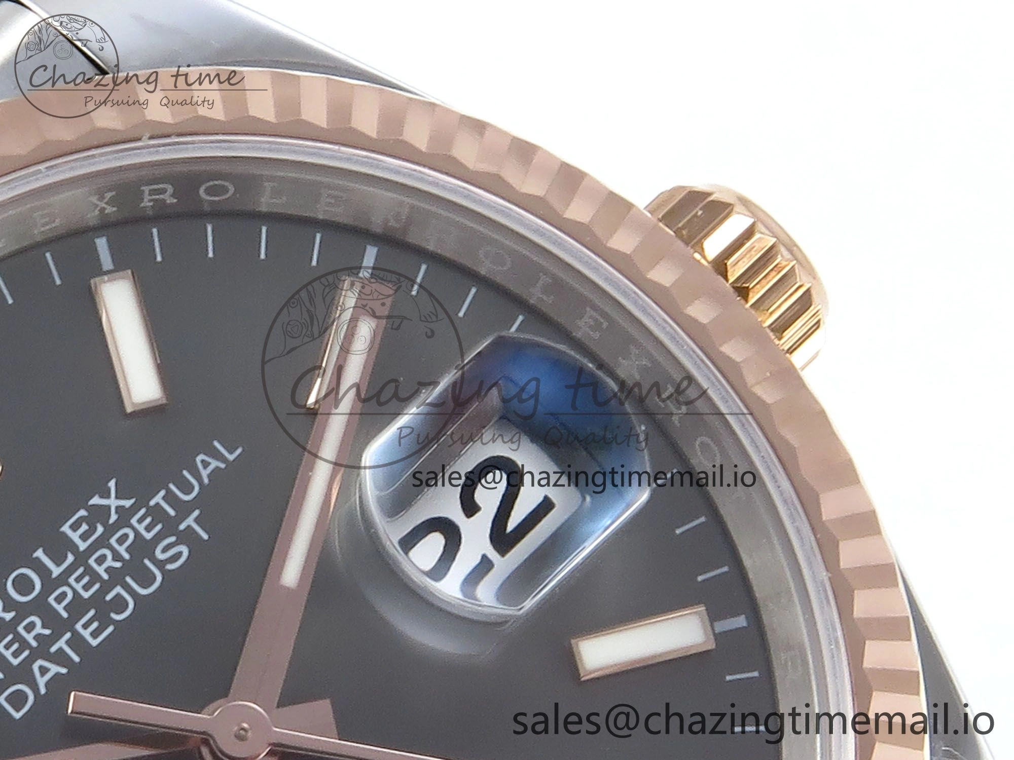 Packable DateJust 36 126231 EWEF Best Edition Gray Dial Stick Marker on SS RG Jubilee Bracelet A 593