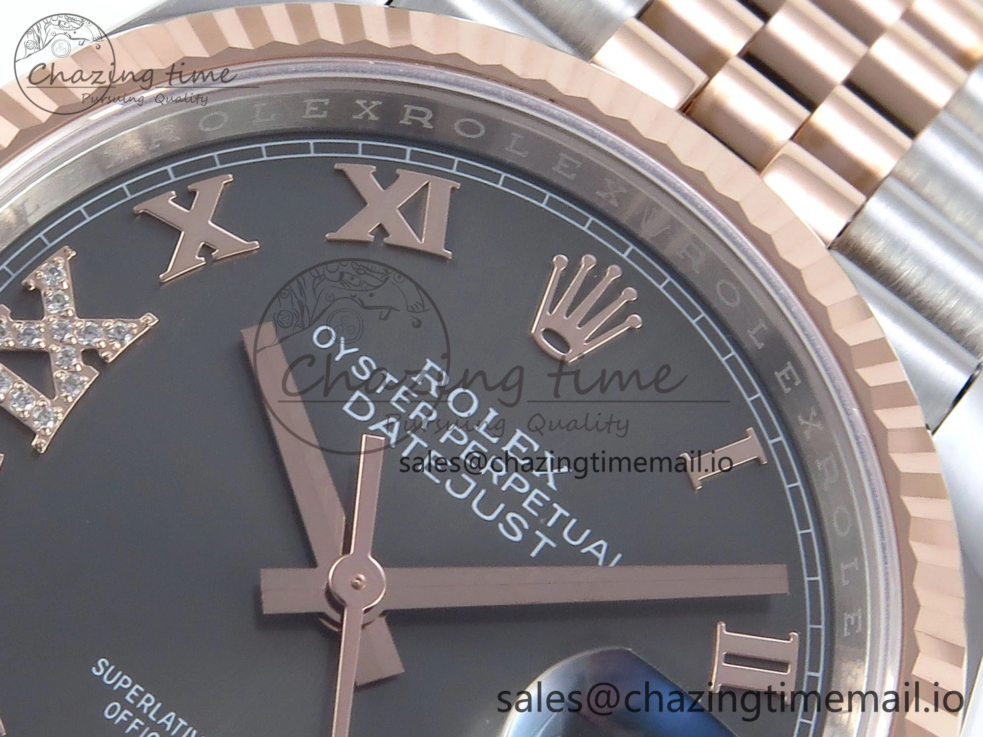 HighPerformance DateJust 36 126231 EWEF Best Edition Gray Roman Diamonds Dial on SS RG Jubilee Bracelet A 595