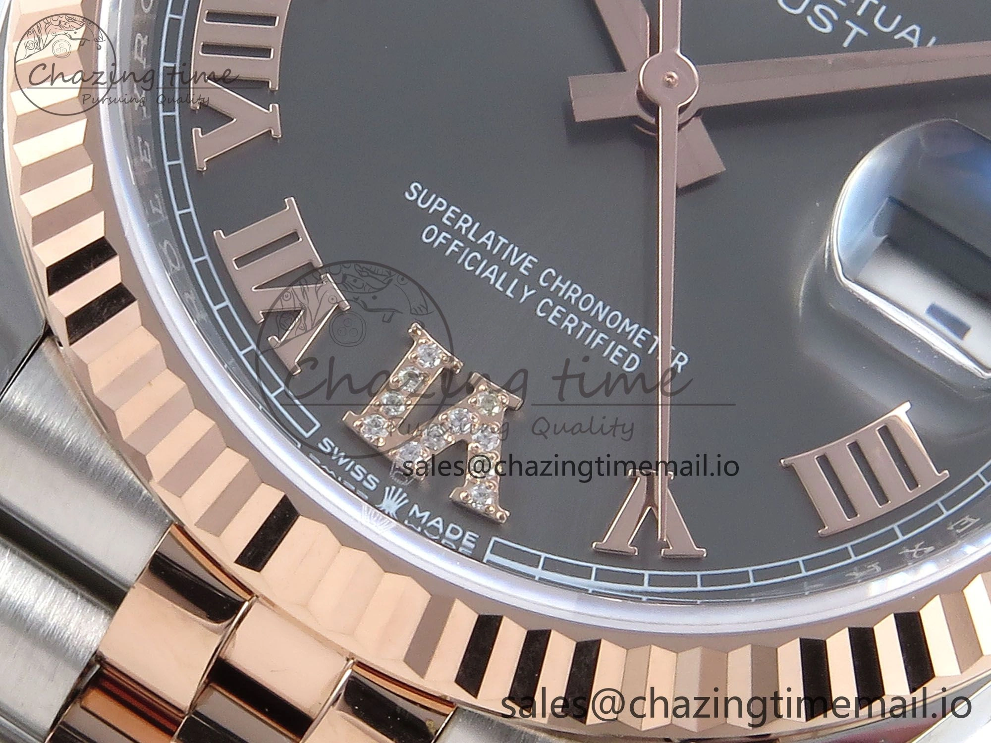 HighPerformance DateJust 36 126231 EWEF Best Edition Gray Roman Diamonds Dial on SS RG Jubilee Bracelet A 595
