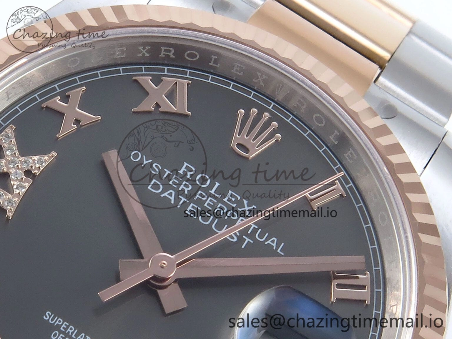 Bright DateJust 36 126231 EWEF Best Edition Gray Roman Diamonds Dial on SS RG Oyster Bracelet A 659