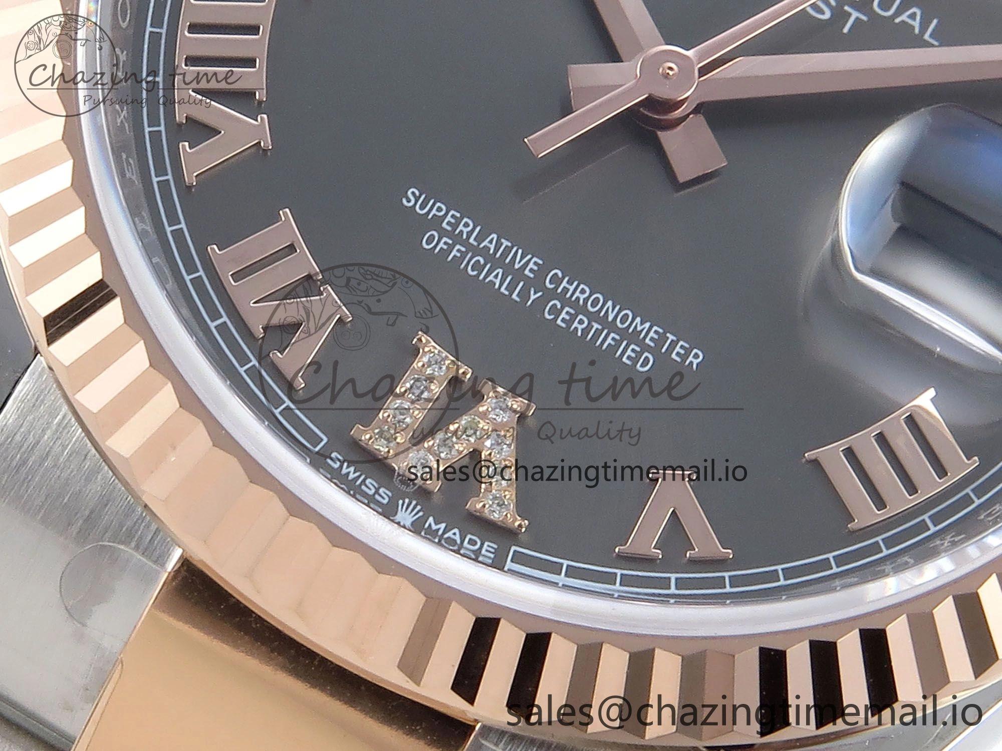 Bright DateJust 36 126231 EWEF Best Edition Gray Roman Diamonds Dial on SS RG Oyster Bracelet A 659