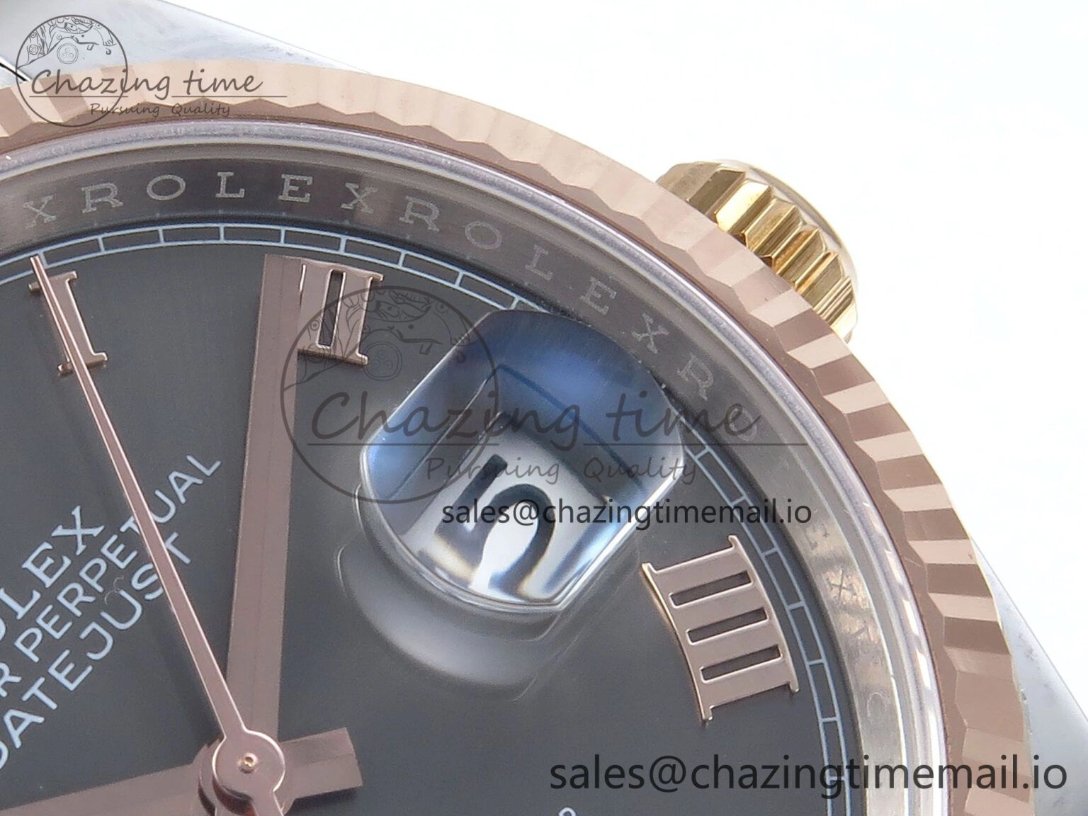 Bright DateJust 36 126231 EWEF Best Edition Gray Roman Diamonds Dial on SS RG Oyster Bracelet A 659