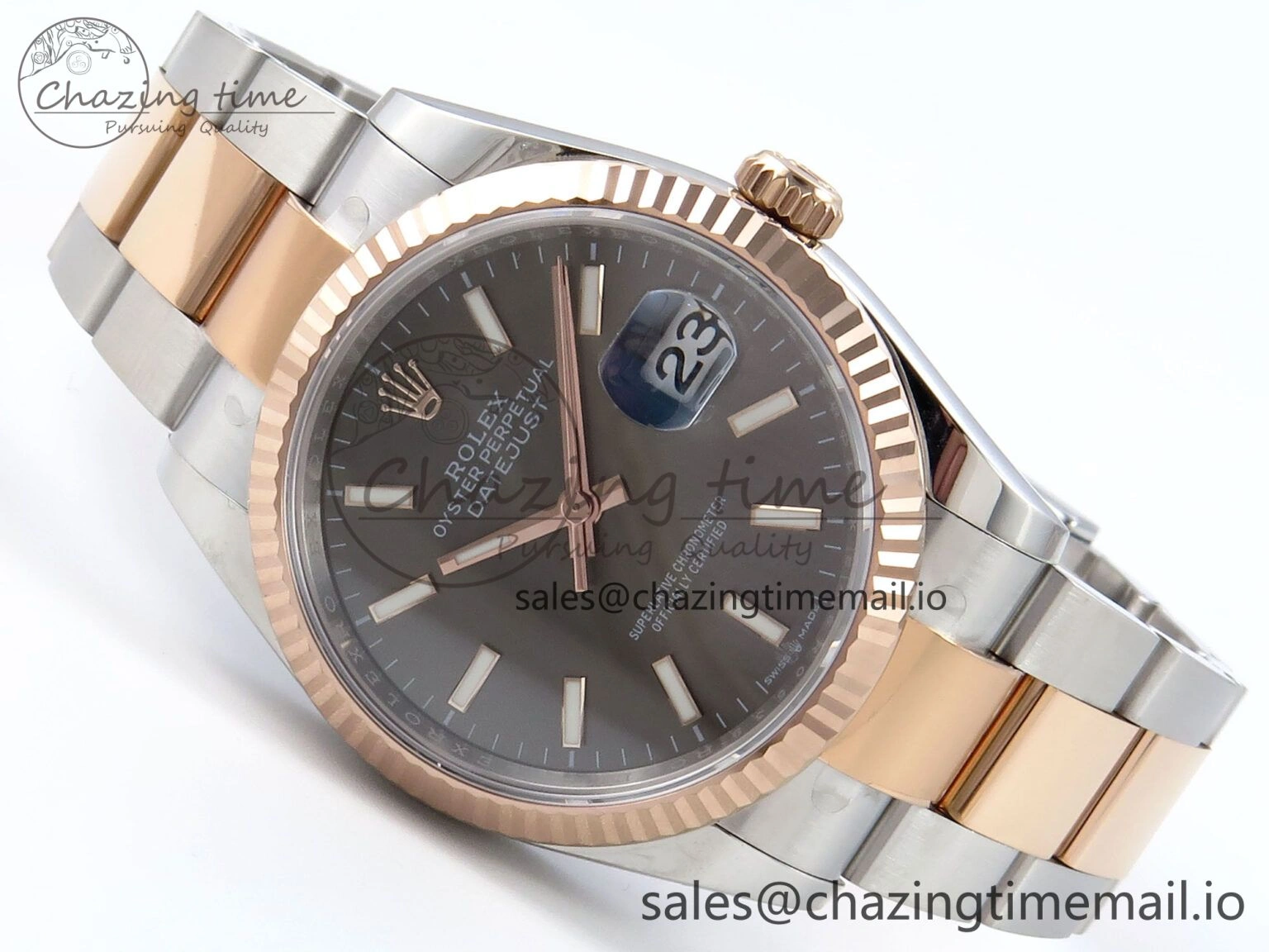 Packable DateJust 36 126231 EWEF Best Edition Gray Stick Dial on SS RG Oyster Bracelet A 661