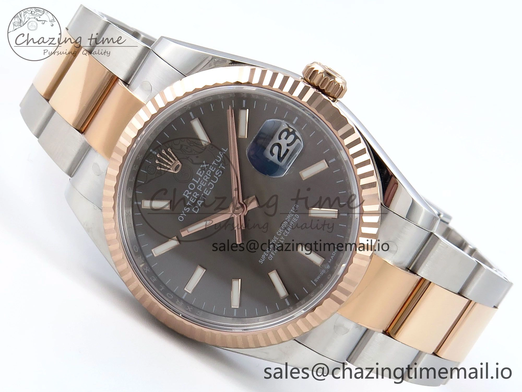 Packable DateJust 36 126231 EWEF Best Edition Gray Stick Dial on SS RG Oyster Bracelet A 661