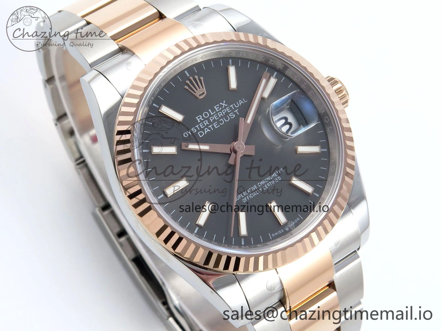 Packable DateJust 36 126231 EWEF Best Edition Gray Stick Dial on SS RG Oyster Bracelet A 661