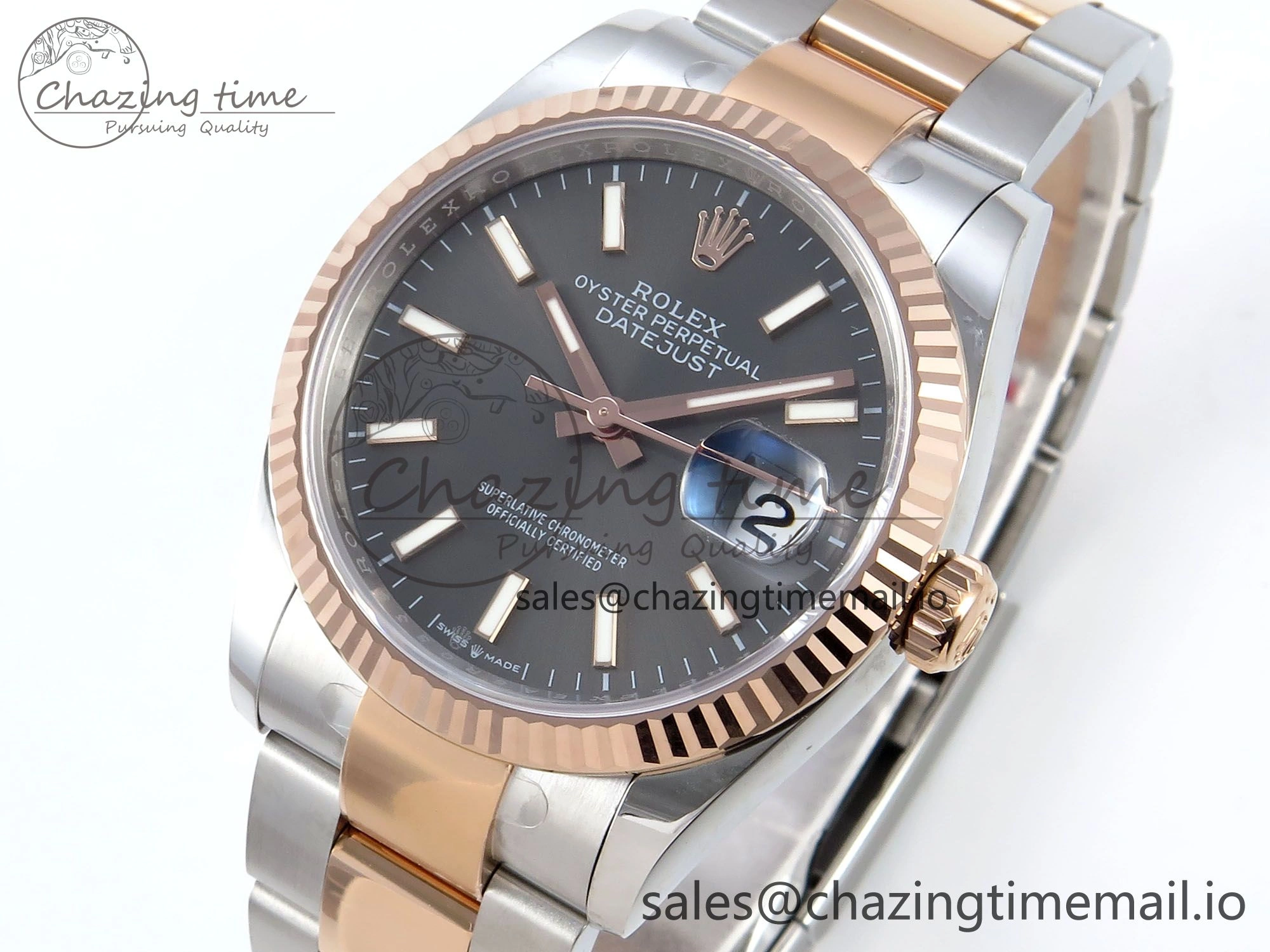 Packable DateJust 36 126231 EWEF Best Edition Gray Stick Dial on SS RG Oyster Bracelet A 661