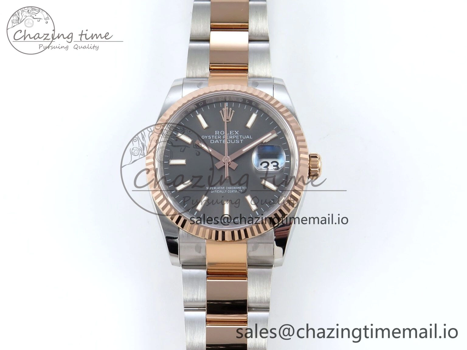 Packable DateJust 36 126231 EWEF Best Edition Gray Stick Dial on SS RG Oyster Bracelet A 661