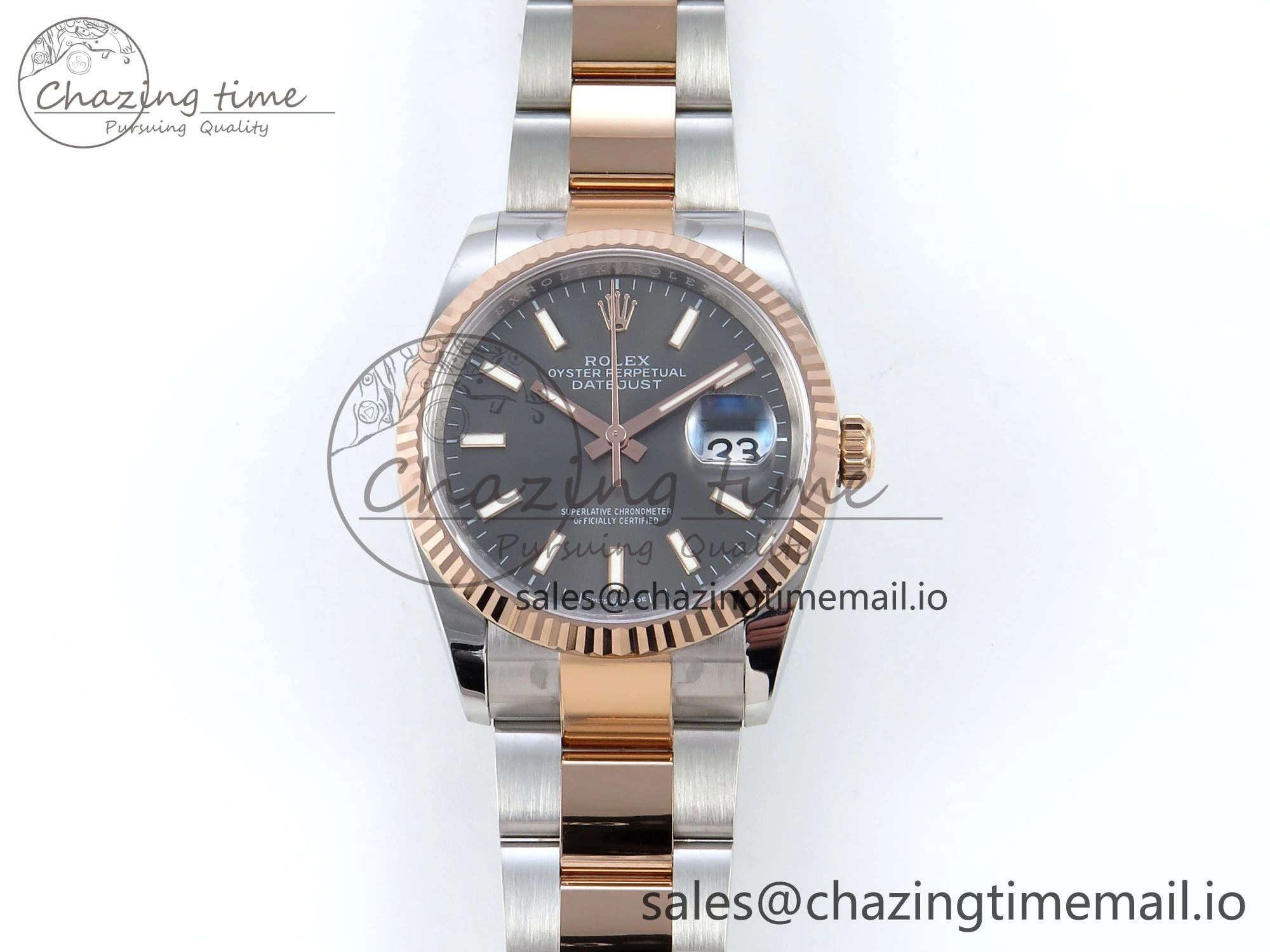 Packable DateJust 36 126231 EWEF Best Edition Gray Stick Dial on SS RG Oyster Bracelet A 661