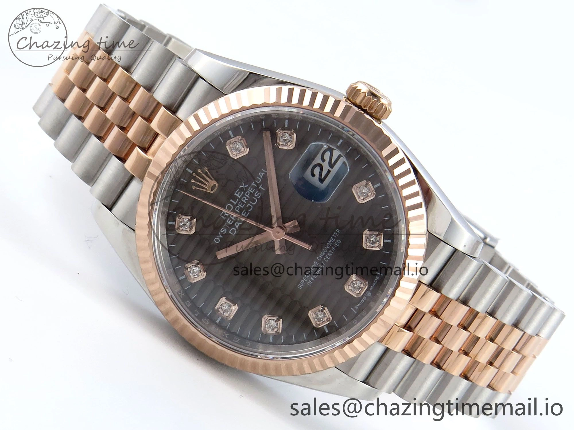 Thermal DateJust 36 126231 EWEF Best Edition Gray Textured Diamonds Dial on SS RG Jubilee Bracelet A 588