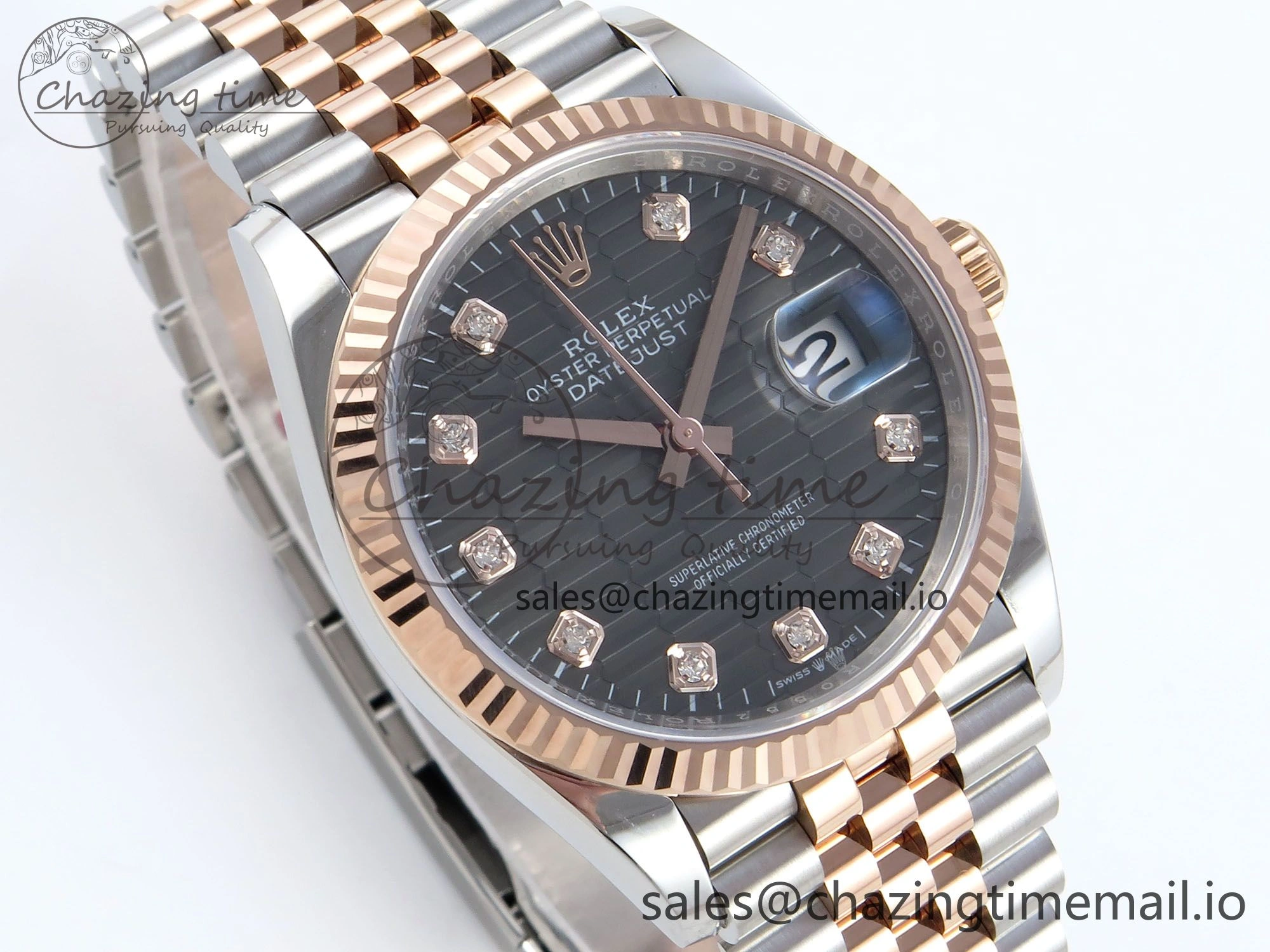Thermal DateJust 36 126231 EWEF Best Edition Gray Textured Diamonds Dial on SS RG Jubilee Bracelet A 588