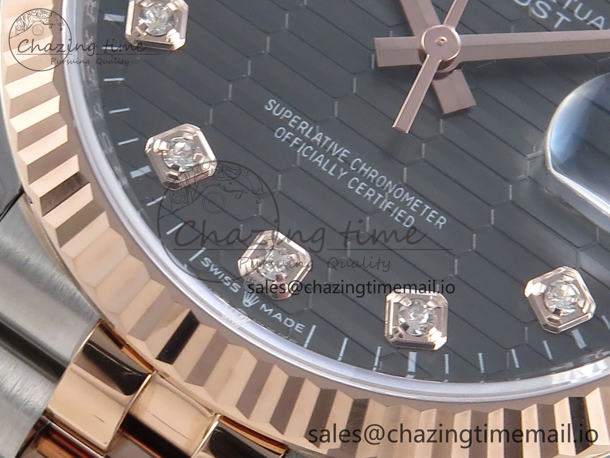 Thermal DateJust 36 126231 EWEF Best Edition Gray Textured Diamonds Dial on SS RG Jubilee Bracelet A 588