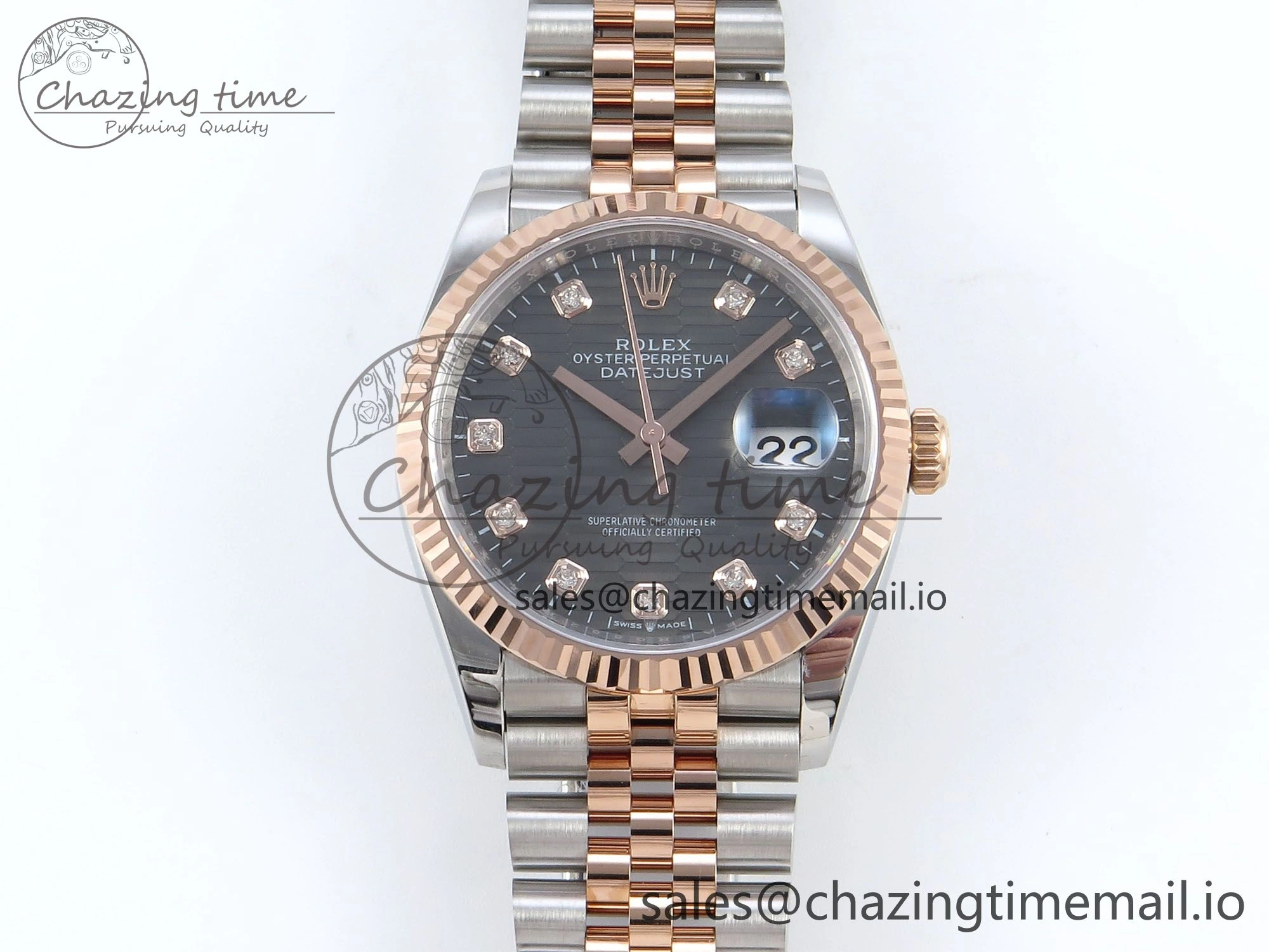 Thermal DateJust 36 126231 EWEF Best Edition Gray Textured Diamonds Dial on SS RG Jubilee Bracelet A 588