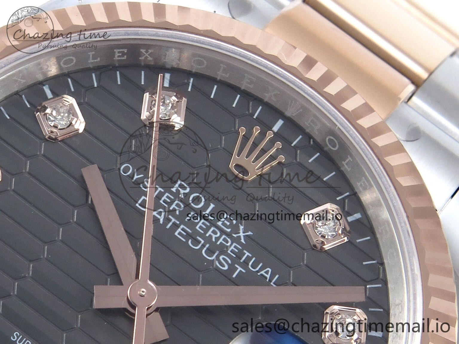 DateJust 36 126231 EWEF Best Edition Gray Textured Diamonds Dial on SS RG Oyster Bracelet A Efficient 657