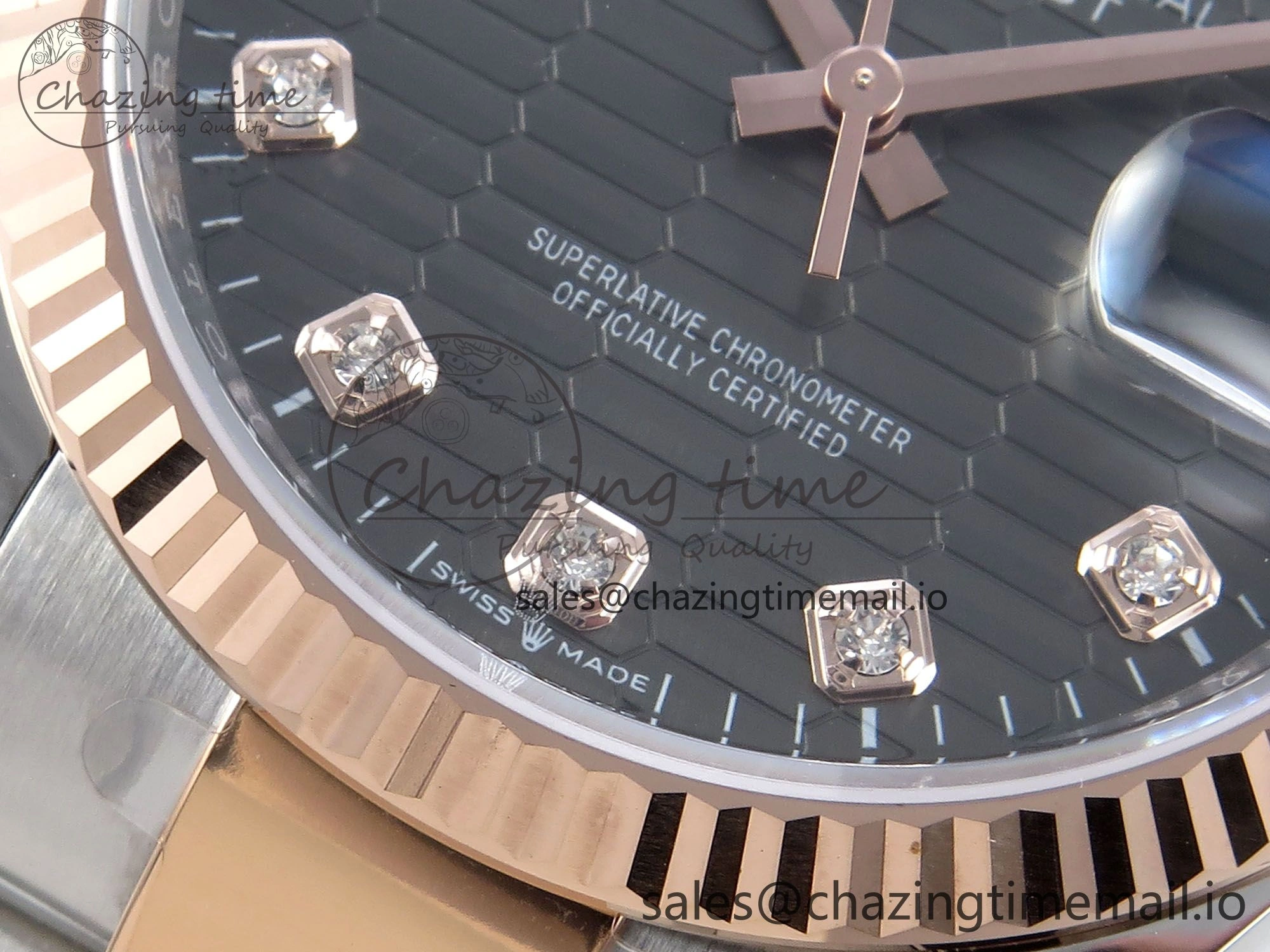 DateJust 36 126231 EWEF Best Edition Gray Textured Diamonds Dial on SS RG Oyster Bracelet A Efficient 657