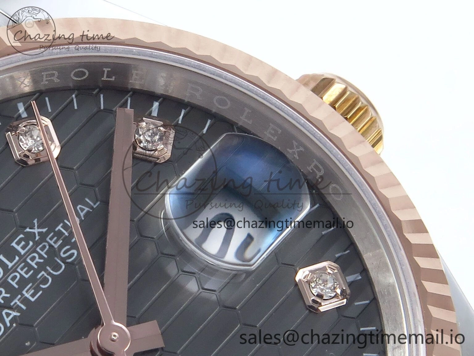 DateJust 36 126231 EWEF Best Edition Gray Textured Diamonds Dial on SS RG Oyster Bracelet A Efficient 657