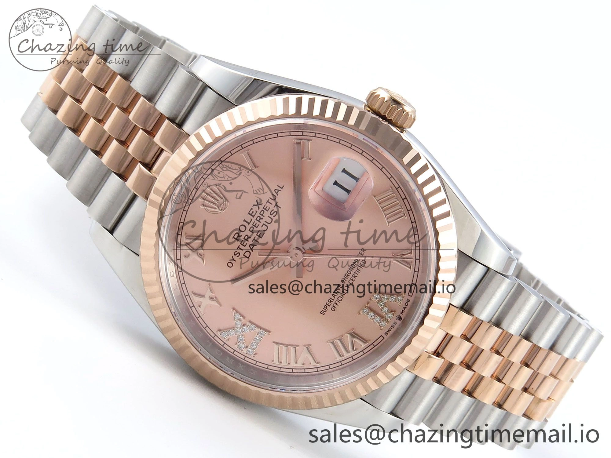 DateJust 36 126231 EWEF Best Edition RG Roman Diamonds Dial on SS RG Jubilee Bracelet A Upgraded 590