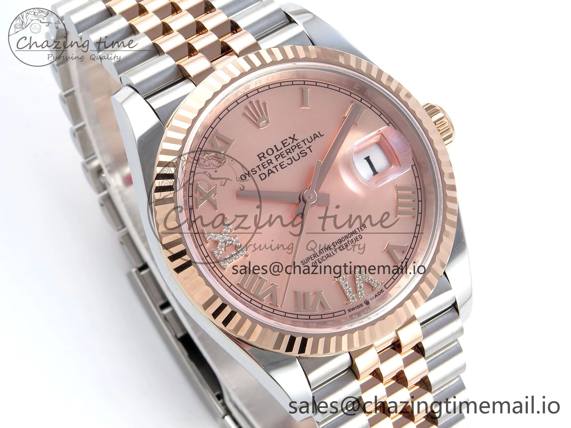 DateJust 36 126231 EWEF Best Edition RG Roman Diamonds Dial on SS RG Jubilee Bracelet A Upgraded 590