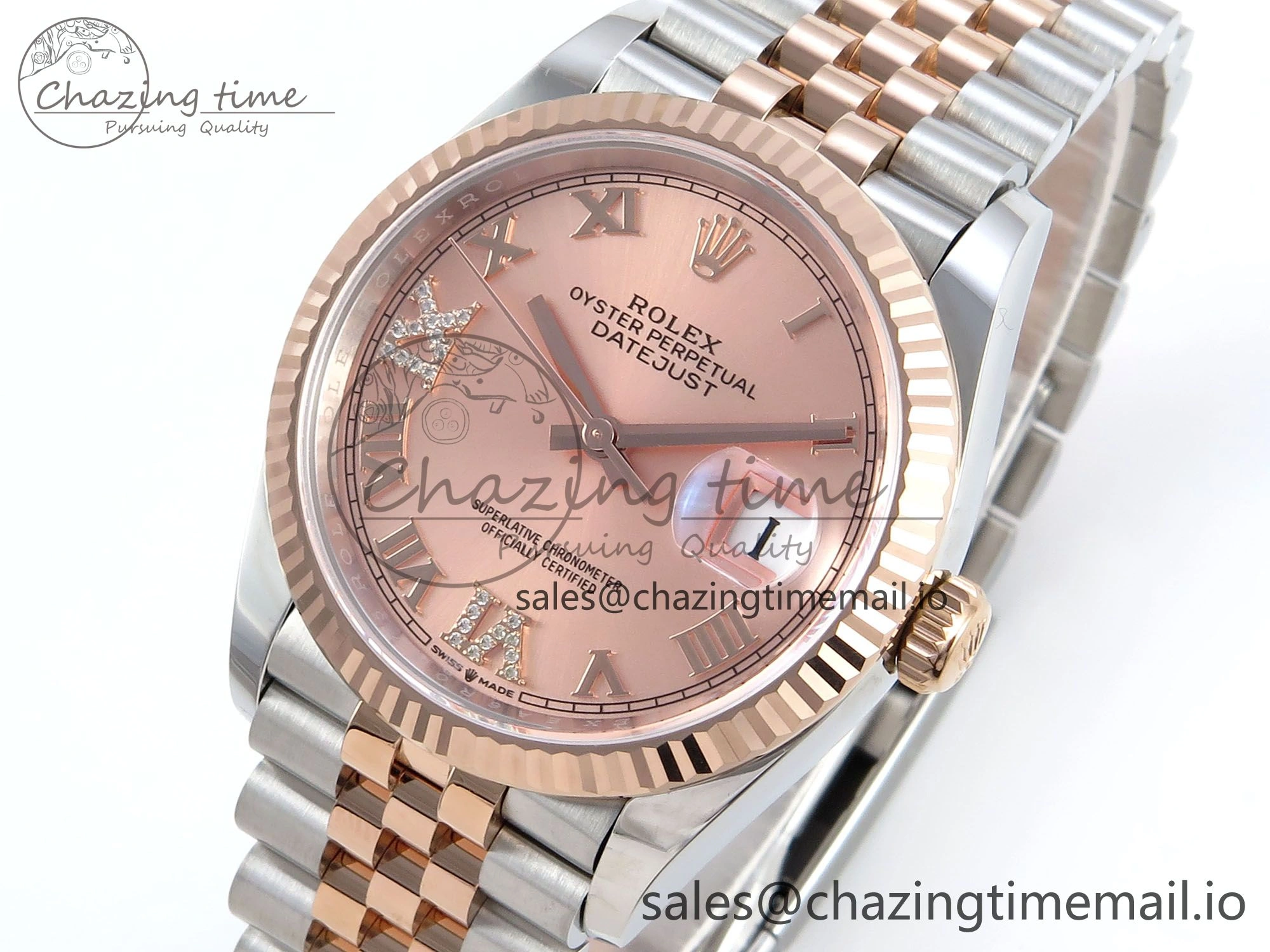 DateJust 36 126231 EWEF Best Edition RG Roman Diamonds Dial on SS RG Jubilee Bracelet A Upgraded 590