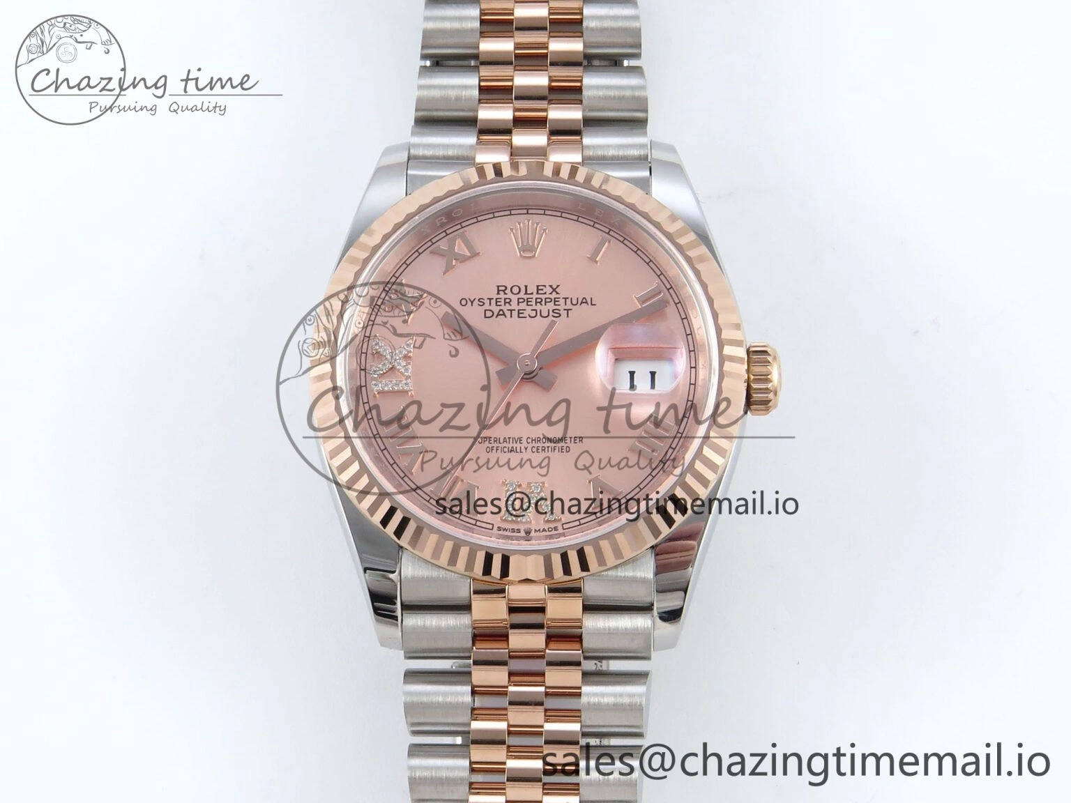 DateJust 36 126231 EWEF Best Edition RG Roman Diamonds Dial on SS RG Jubilee Bracelet A Upgraded 590