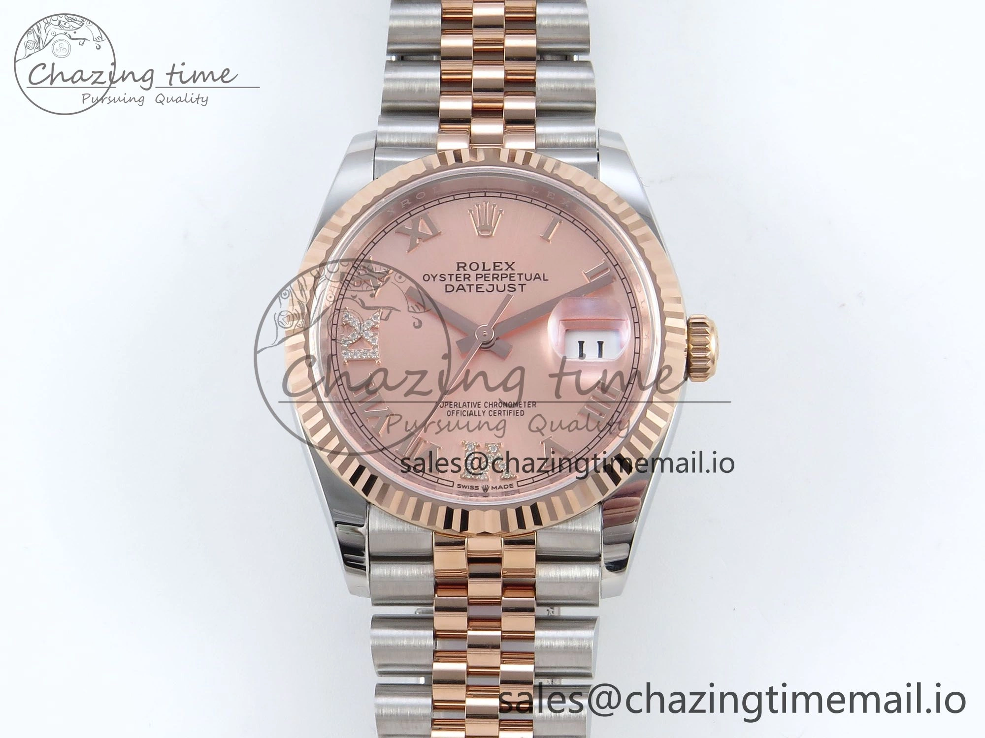 DateJust 36 126231 EWEF Best Edition RG Roman Diamonds Dial on SS RG Jubilee Bracelet A Upgraded 590
