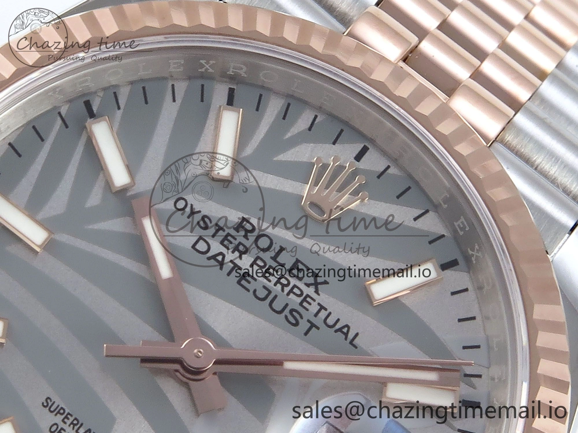 DateJust 36 126231 EWEF Best Edition Silver Leaf Dial Stick Marker on SS RG Jubilee Bracelet A Trendy 596