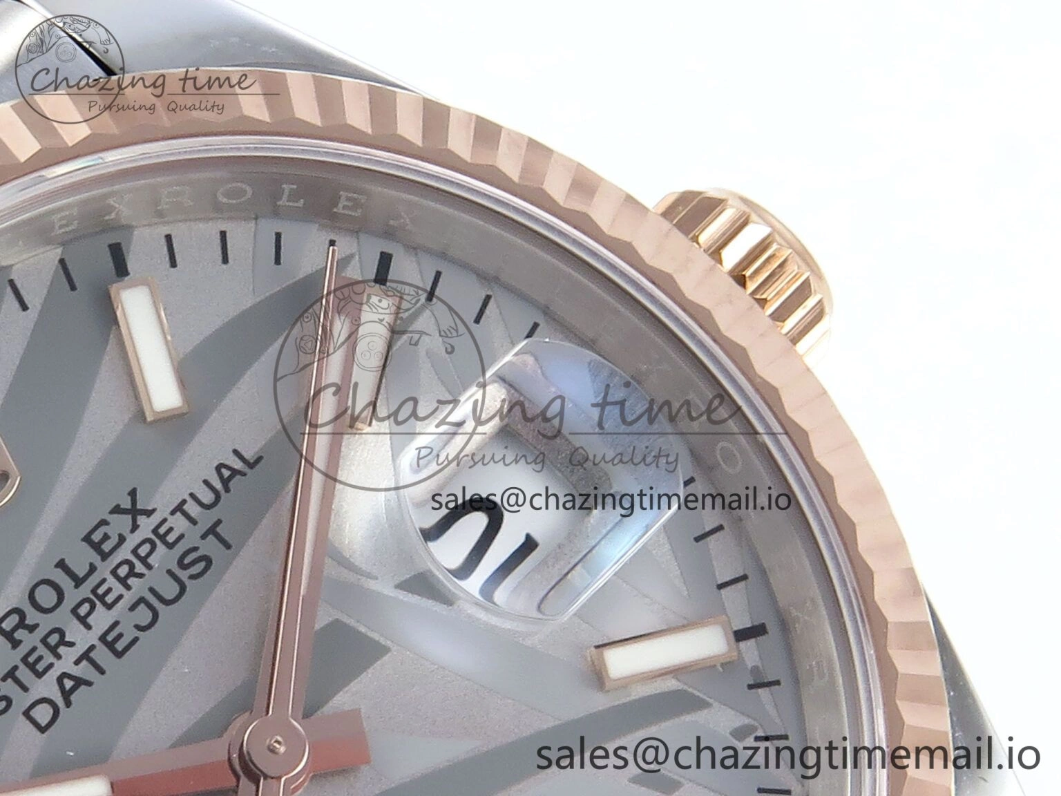 DateJust 36 126231 EWEF Best Edition Silver Leaf Dial Stick Marker on SS RG Jubilee Bracelet A Trendy 596