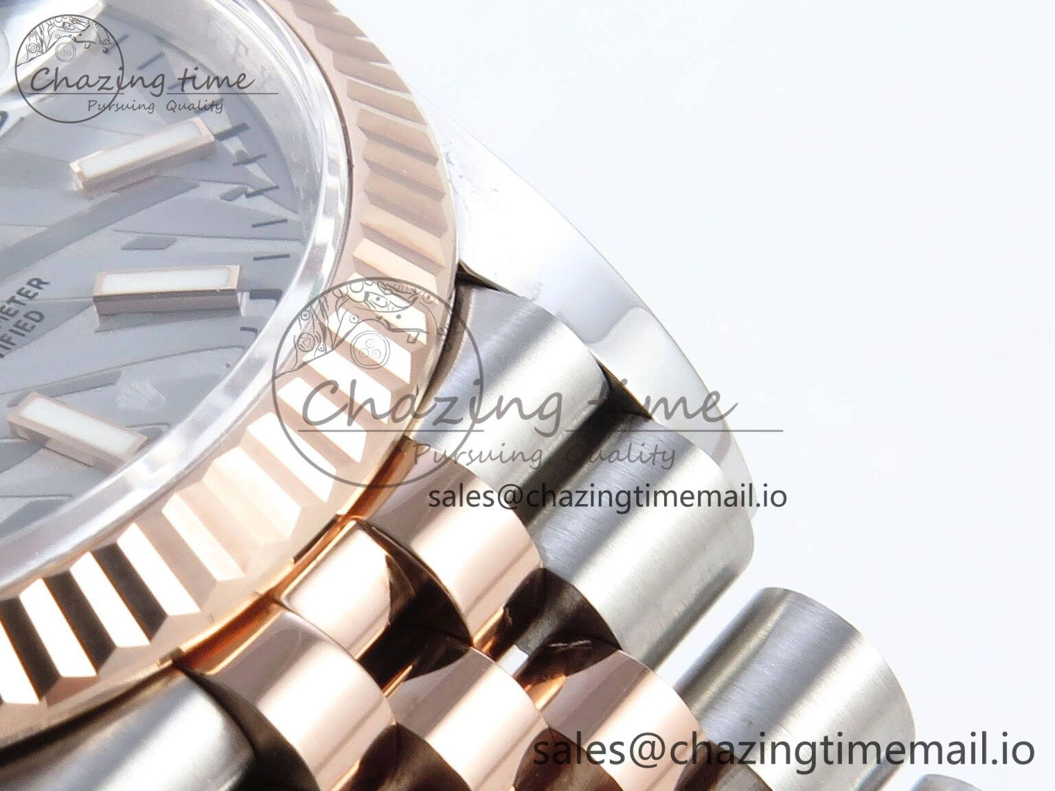 DateJust 36 126231 EWEF Best Edition Silver Leaf Dial Stick Marker on SS RG Jubilee Bracelet A Trendy 596