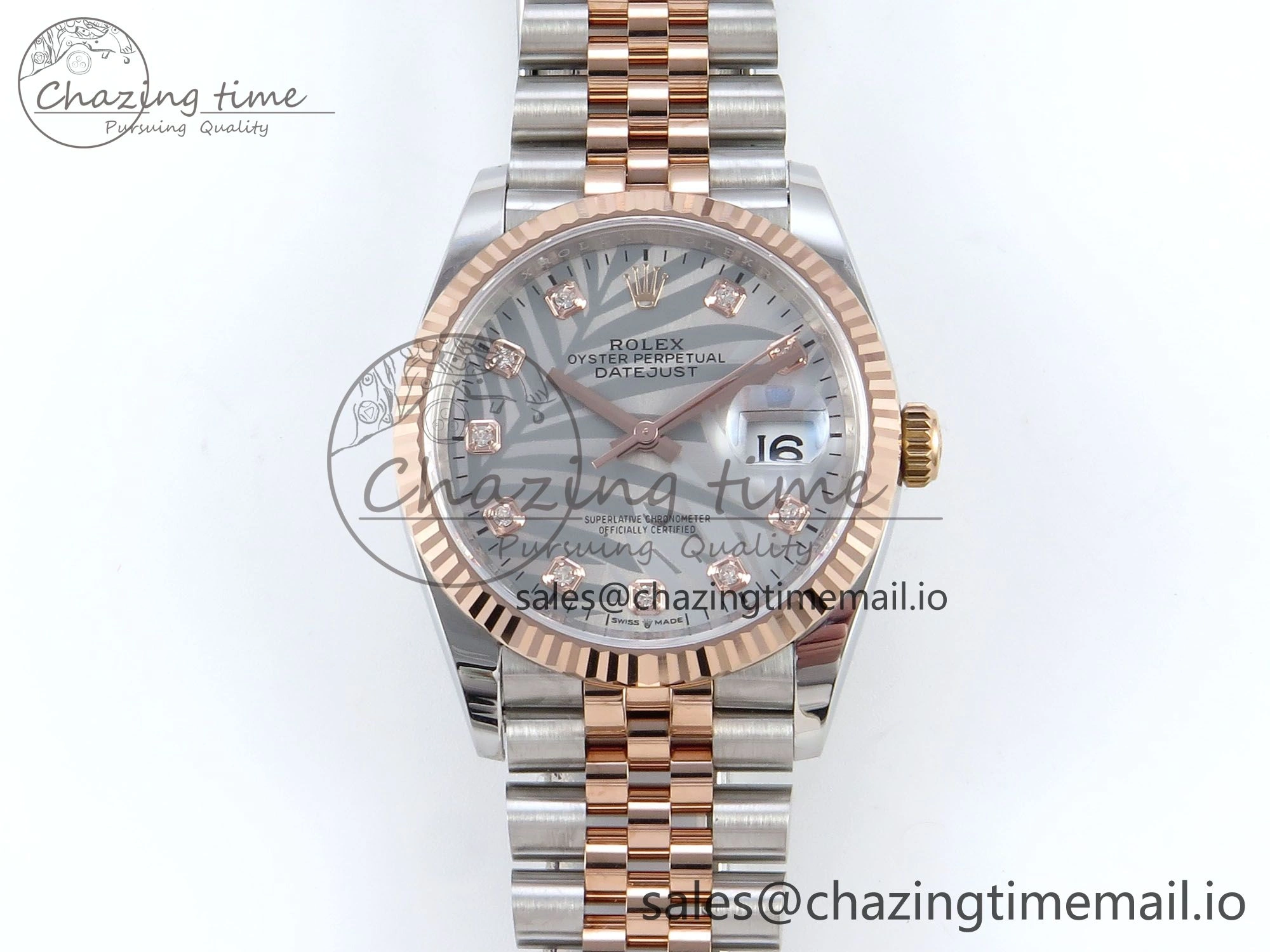 DateJust 36 126231 EWEF Best Edition Silver Leaf Diamonds Dial on SS RG Jubilee Bracelet A TravelReady 597