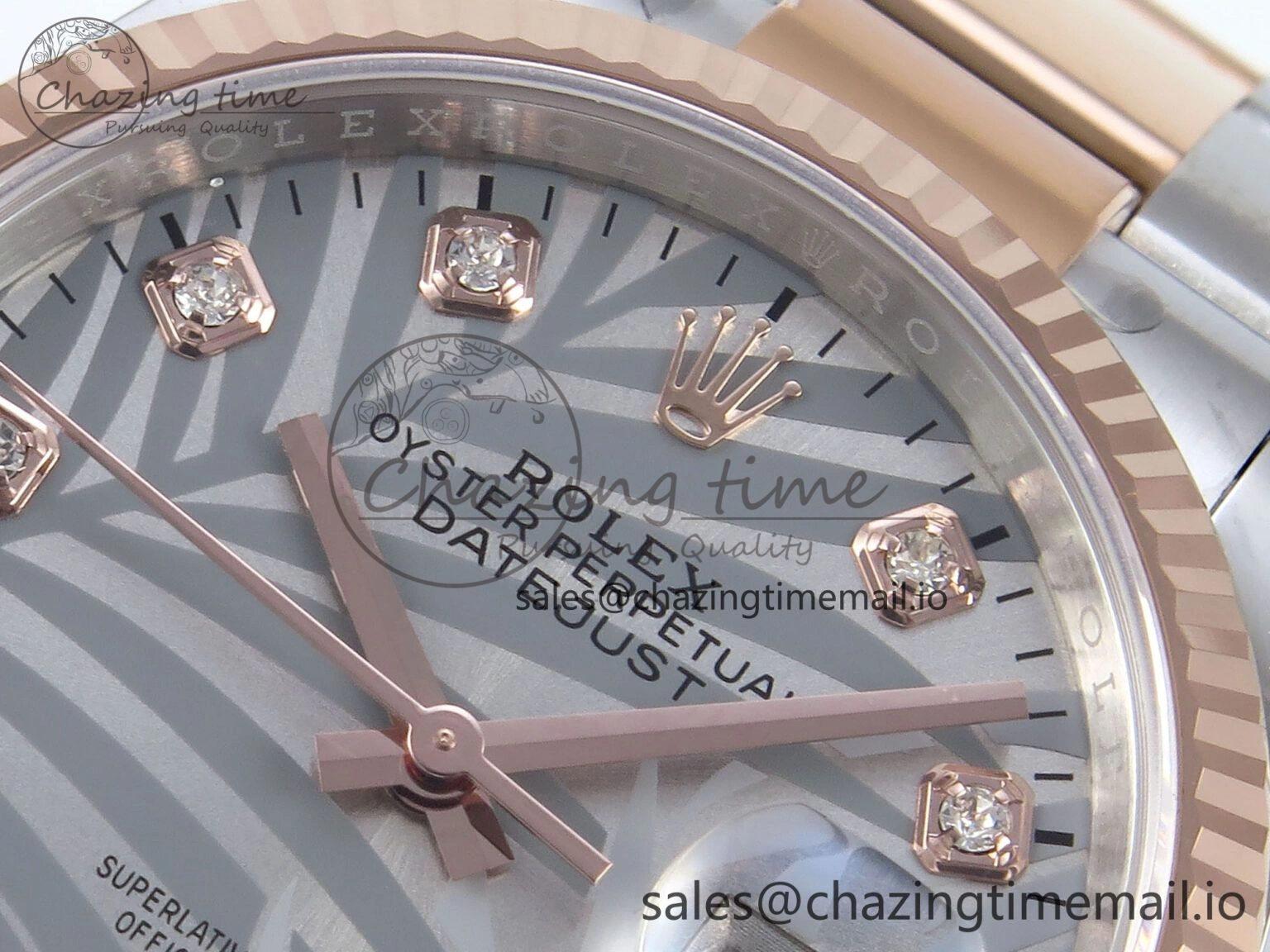 GoodFit DateJust 36 126231 EWEF Best Edition Silver Leaf Diamonds Dial on SS RG Oyster Bracelet A 663