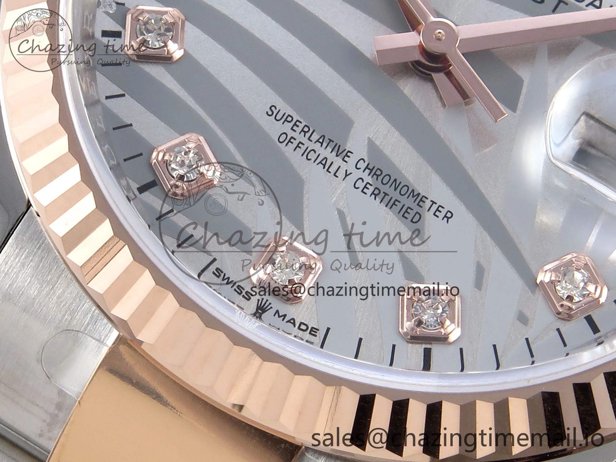 GoodFit DateJust 36 126231 EWEF Best Edition Silver Leaf Diamonds Dial on SS RG Oyster Bracelet A 663