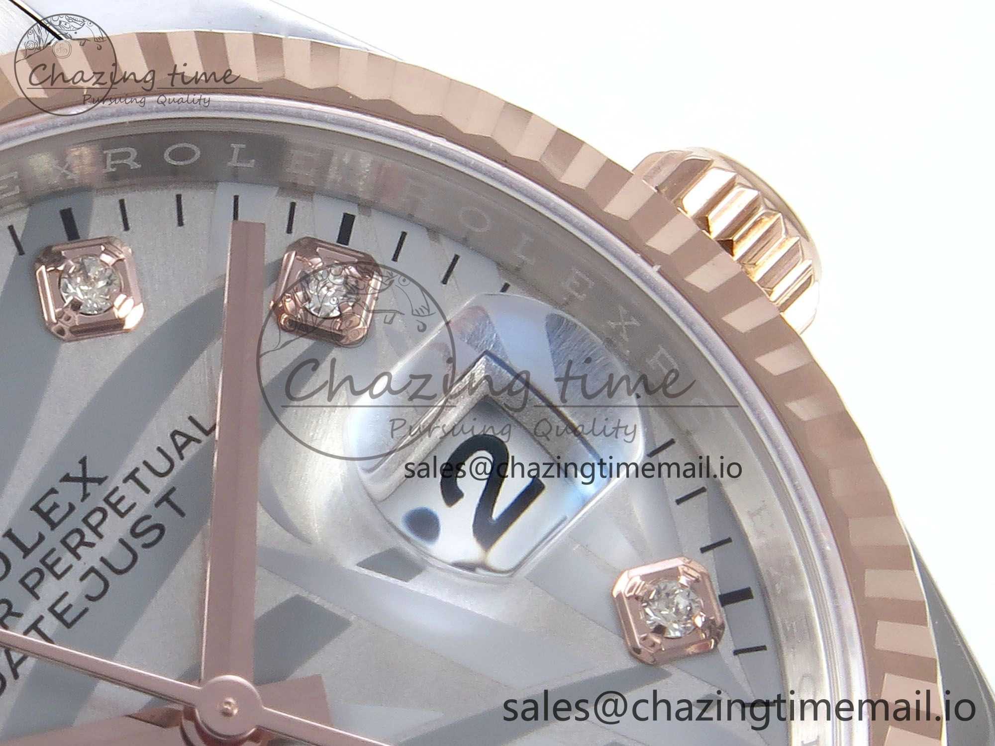 GoodFit DateJust 36 126231 EWEF Best Edition Silver Leaf Diamonds Dial on SS RG Oyster Bracelet A 663