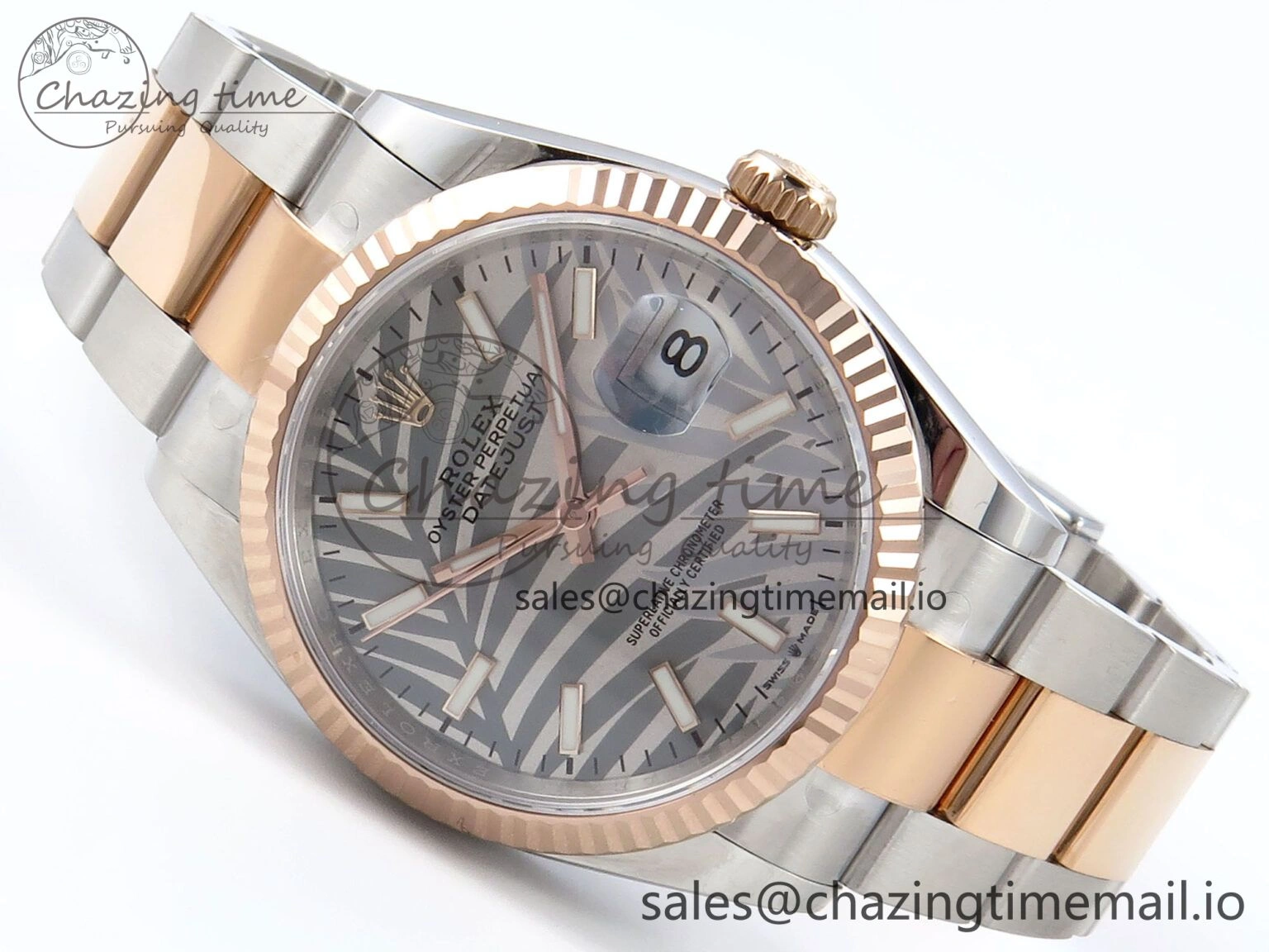 WaterResistant DateJust 36 126231 EWEF Best Edition Silver Leaf Stick Dial on SS RG Oyster Bracelet A 660