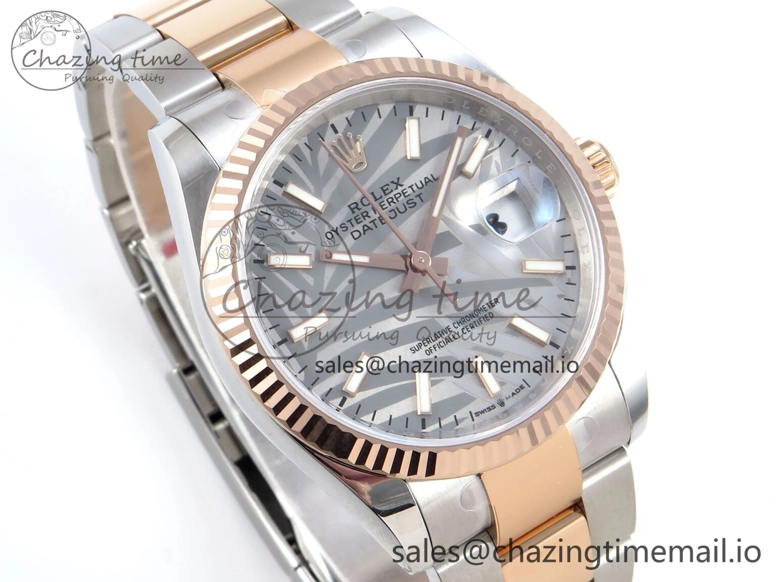 WaterResistant DateJust 36 126231 EWEF Best Edition Silver Leaf Stick Dial on SS RG Oyster Bracelet A 660