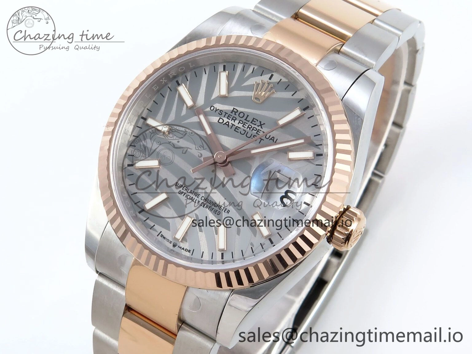 WaterResistant DateJust 36 126231 EWEF Best Edition Silver Leaf Stick Dial on SS RG Oyster Bracelet A 660