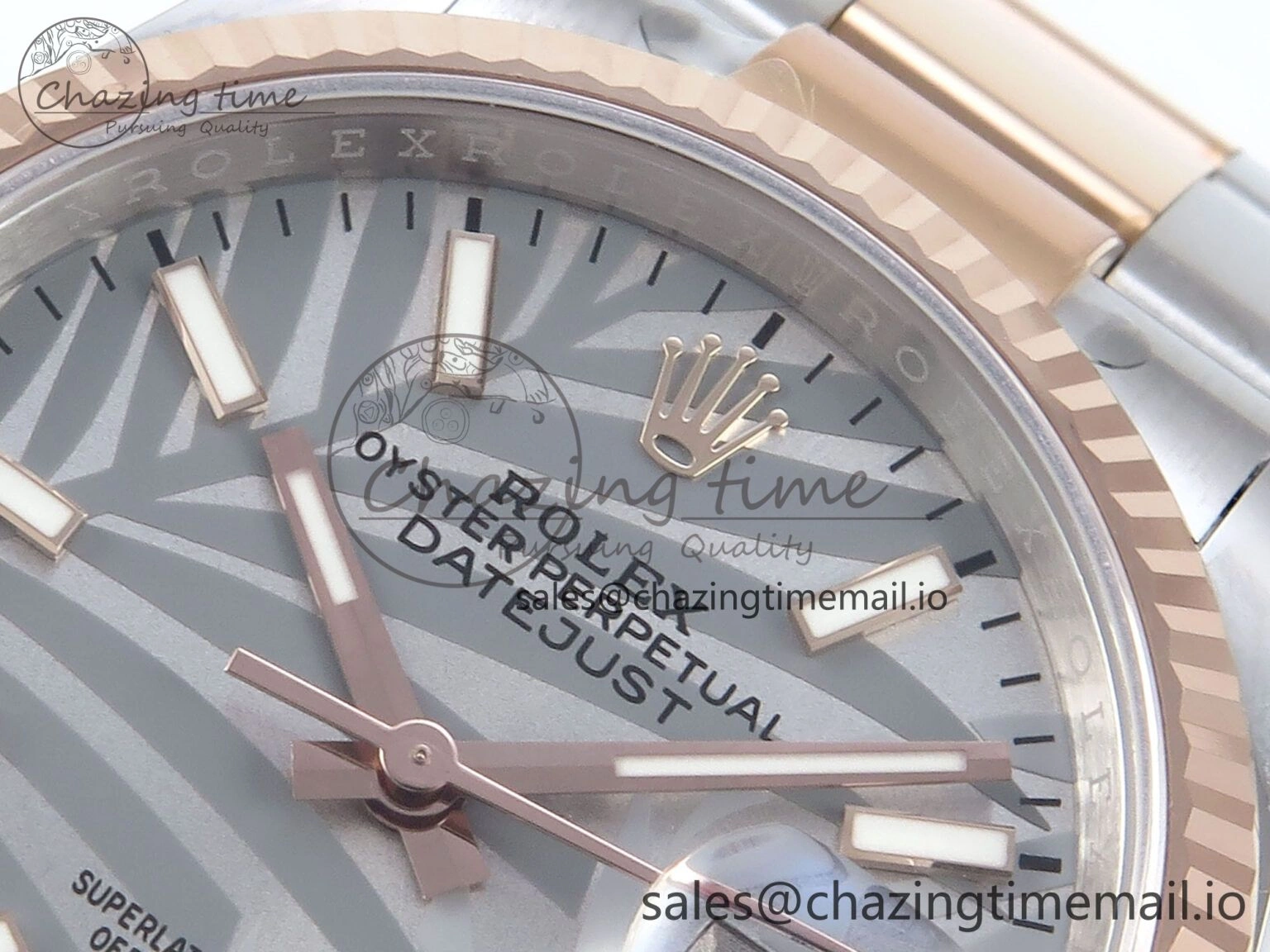 WaterResistant DateJust 36 126231 EWEF Best Edition Silver Leaf Stick Dial on SS RG Oyster Bracelet A 660