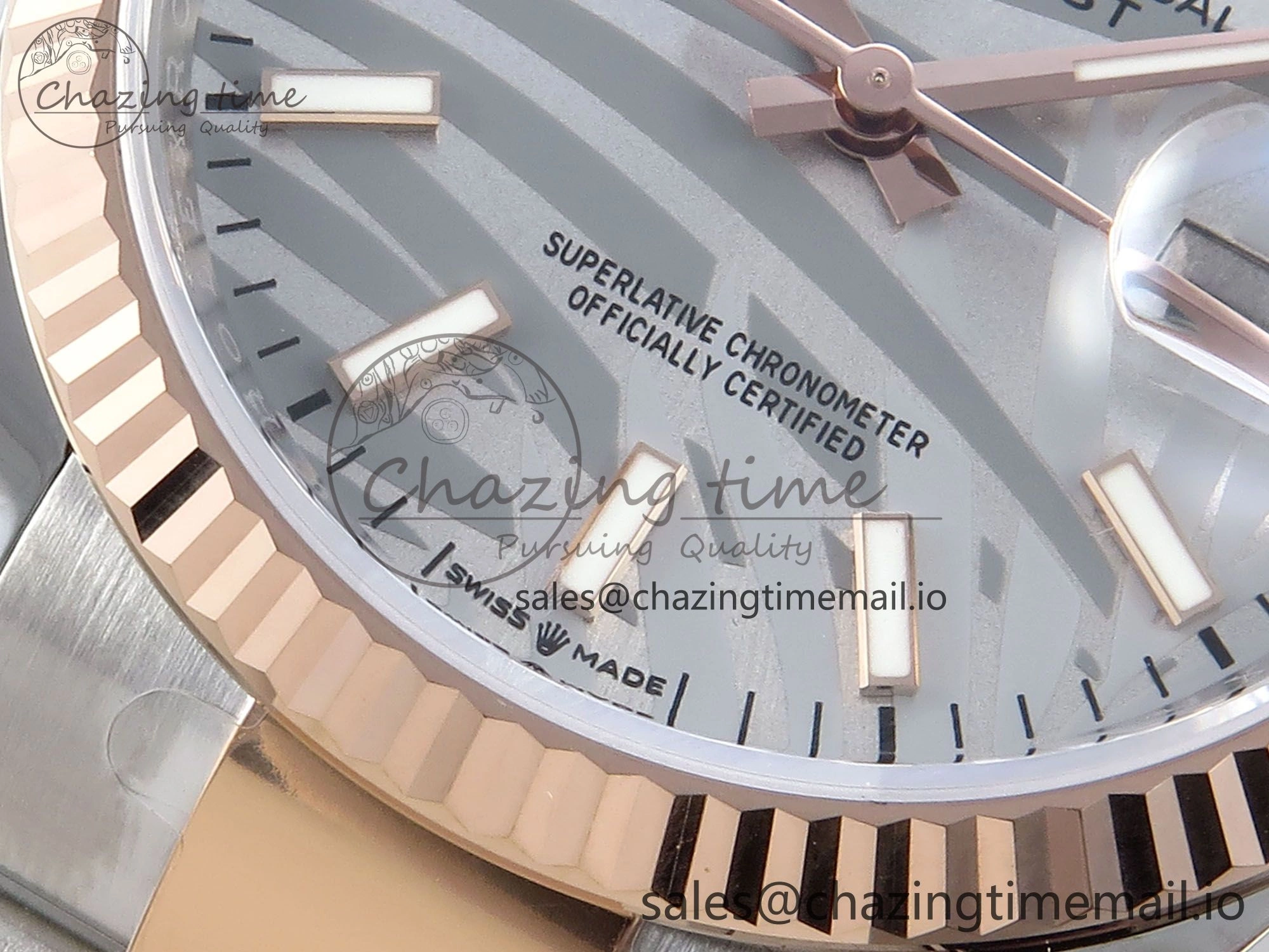 WaterResistant DateJust 36 126231 EWEF Best Edition Silver Leaf Stick Dial on SS RG Oyster Bracelet A 660