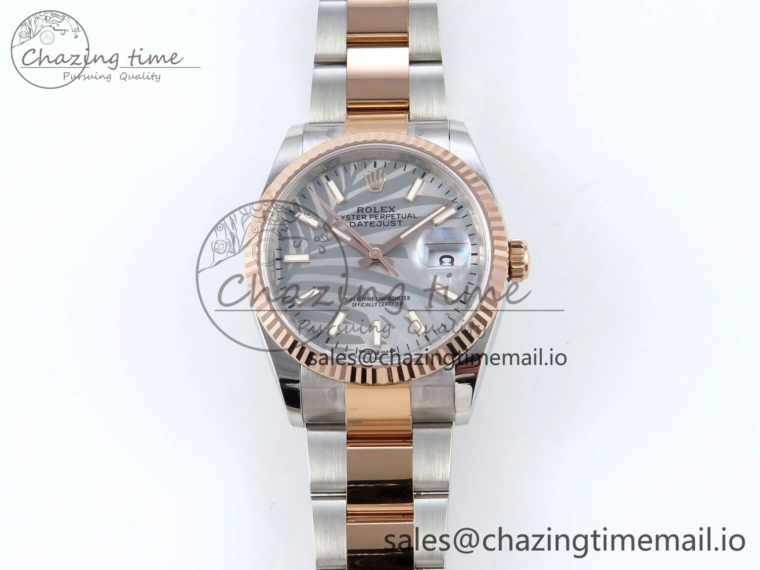 WaterResistant DateJust 36 126231 EWEF Best Edition Silver Leaf Stick Dial on SS RG Oyster Bracelet A 660