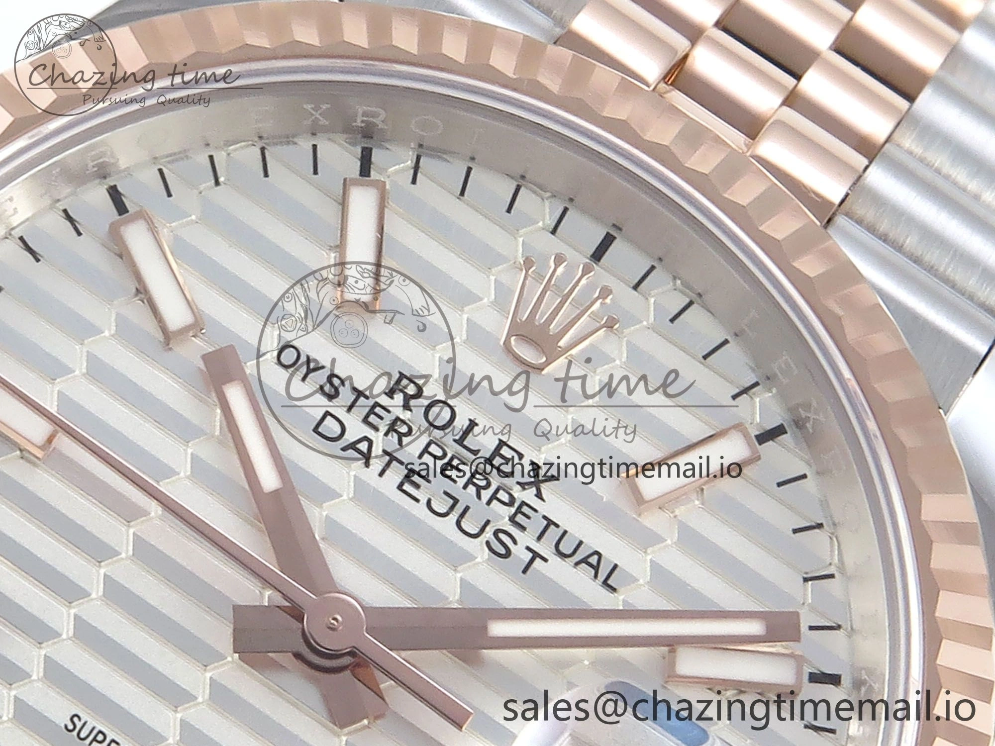 DateJust 36 126231 EWEF Best Edition Silver Textured Dial Stick Marker on SS RG Jubilee Bracelet A EyeCatching 587